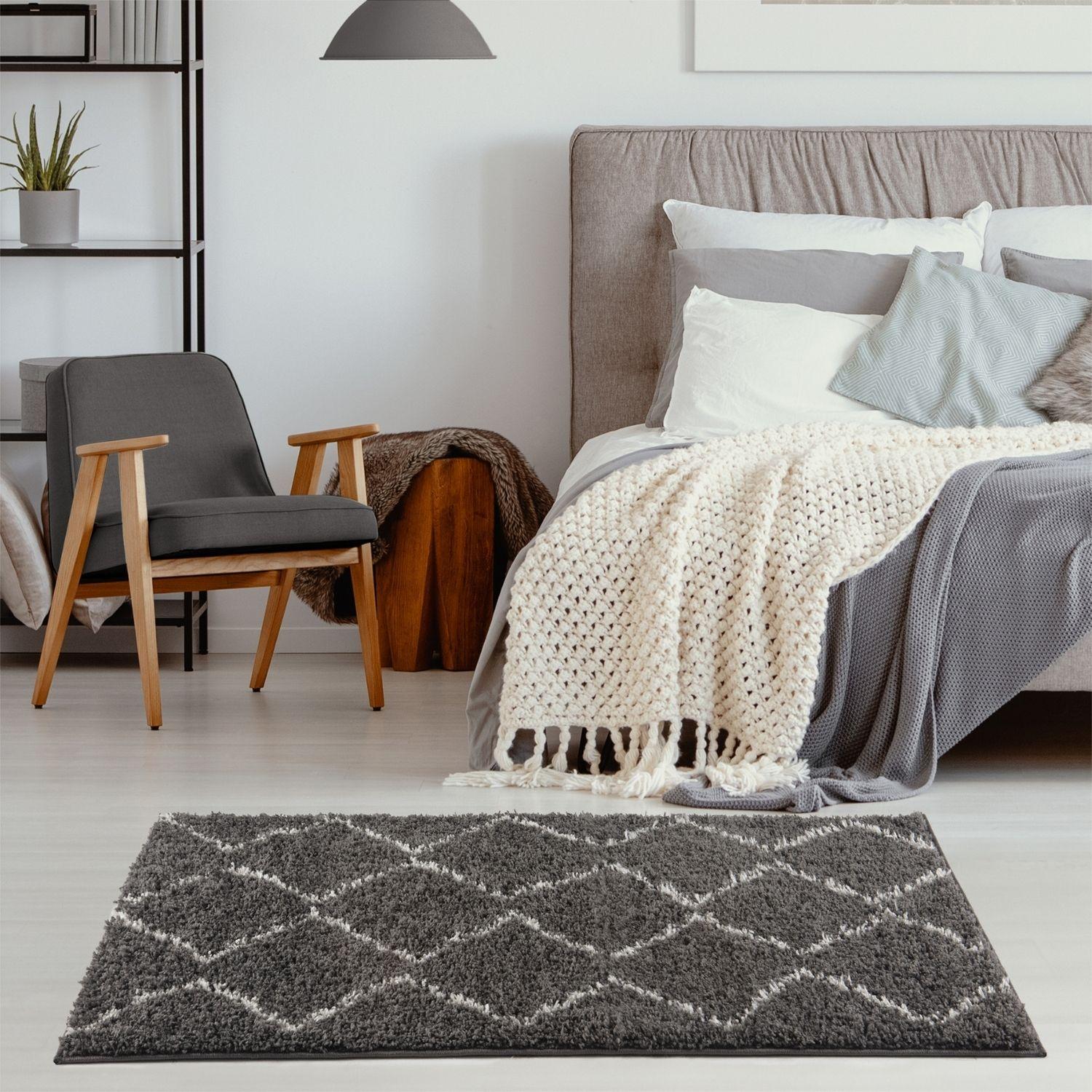 Moroccan Dark Grey Shaggy Rug | 840 - PN Home