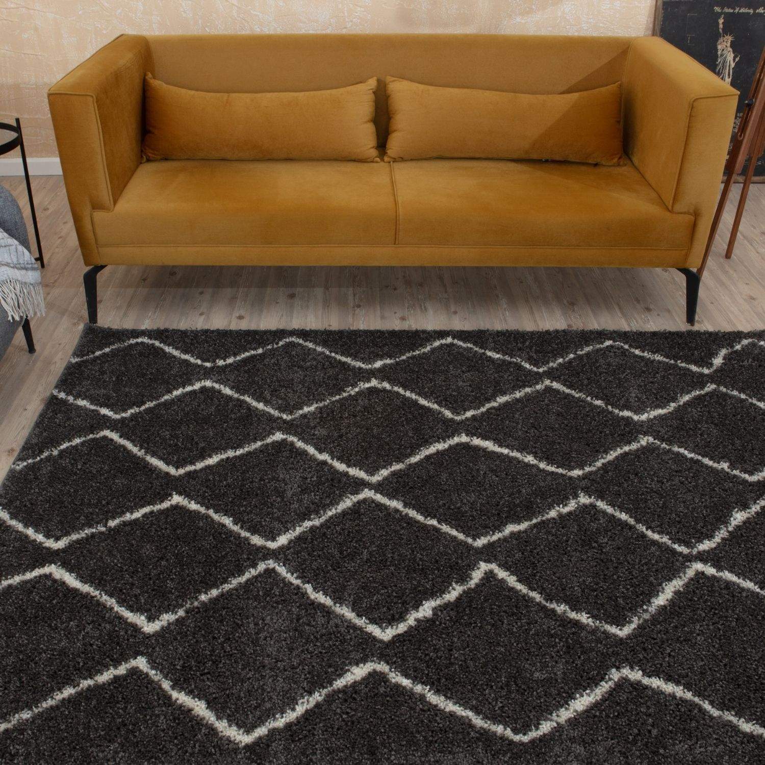 Moroccan Dark Grey Shaggy Rug | 840 - PN Home