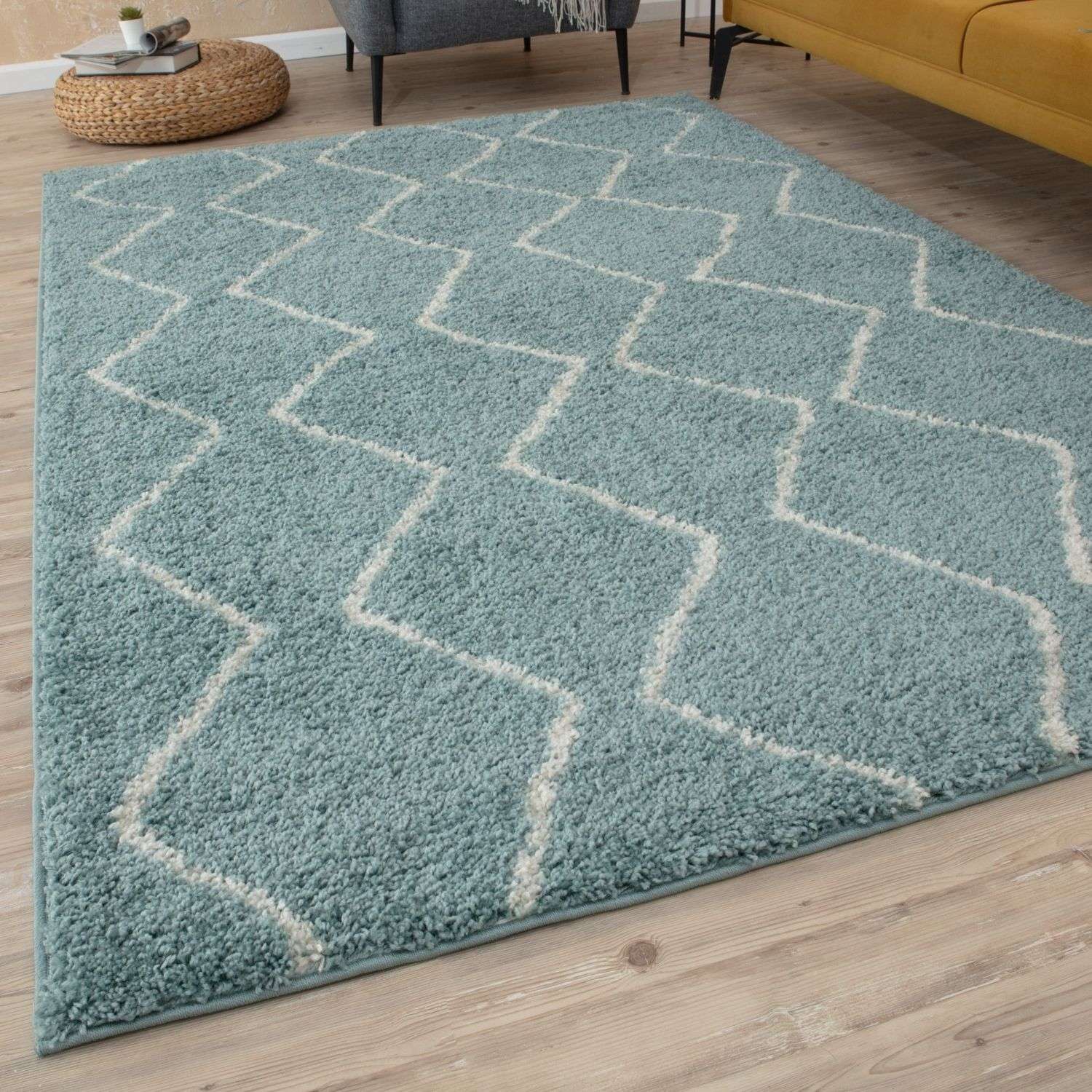 Moroccan Duck Egg Blue Shaggy Rug | 850 - PN Home