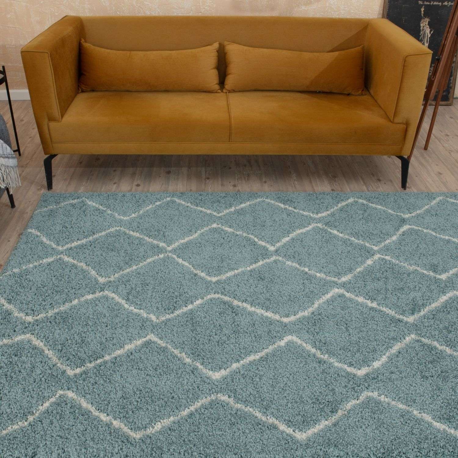 Moroccan Duck Egg Blue Shaggy Rug | 850 - PN Home