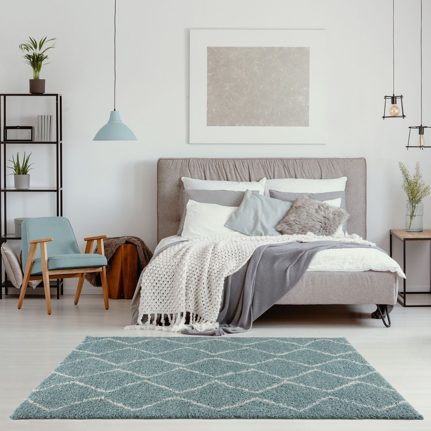Moroccan Duck Egg Blue Shaggy Rug | 850 - PN Home