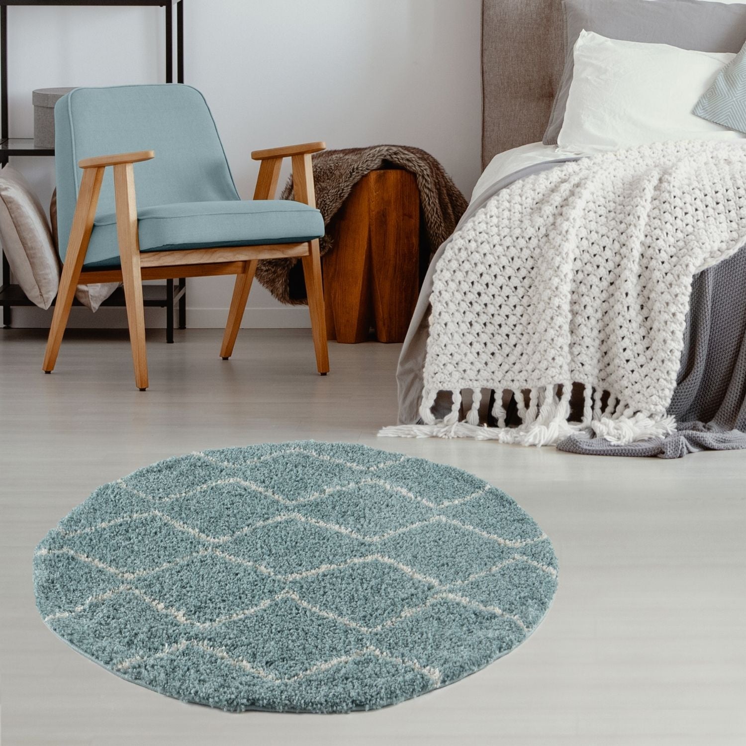 Moroccan Duck Egg Blue Shaggy Rug | 850 - PN Home