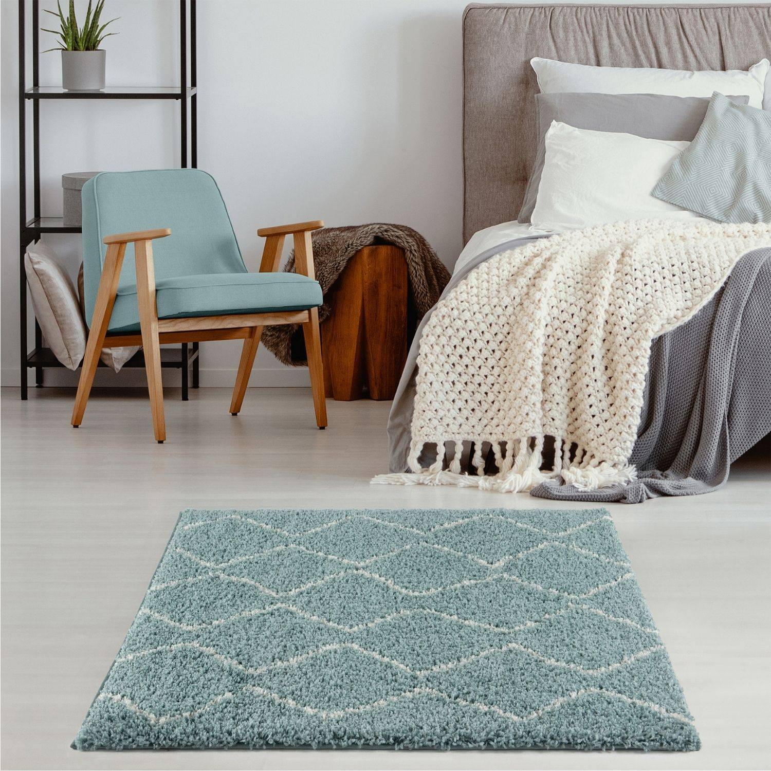 Moroccan Duck Egg Blue Shaggy Rug | 850 - PN Home