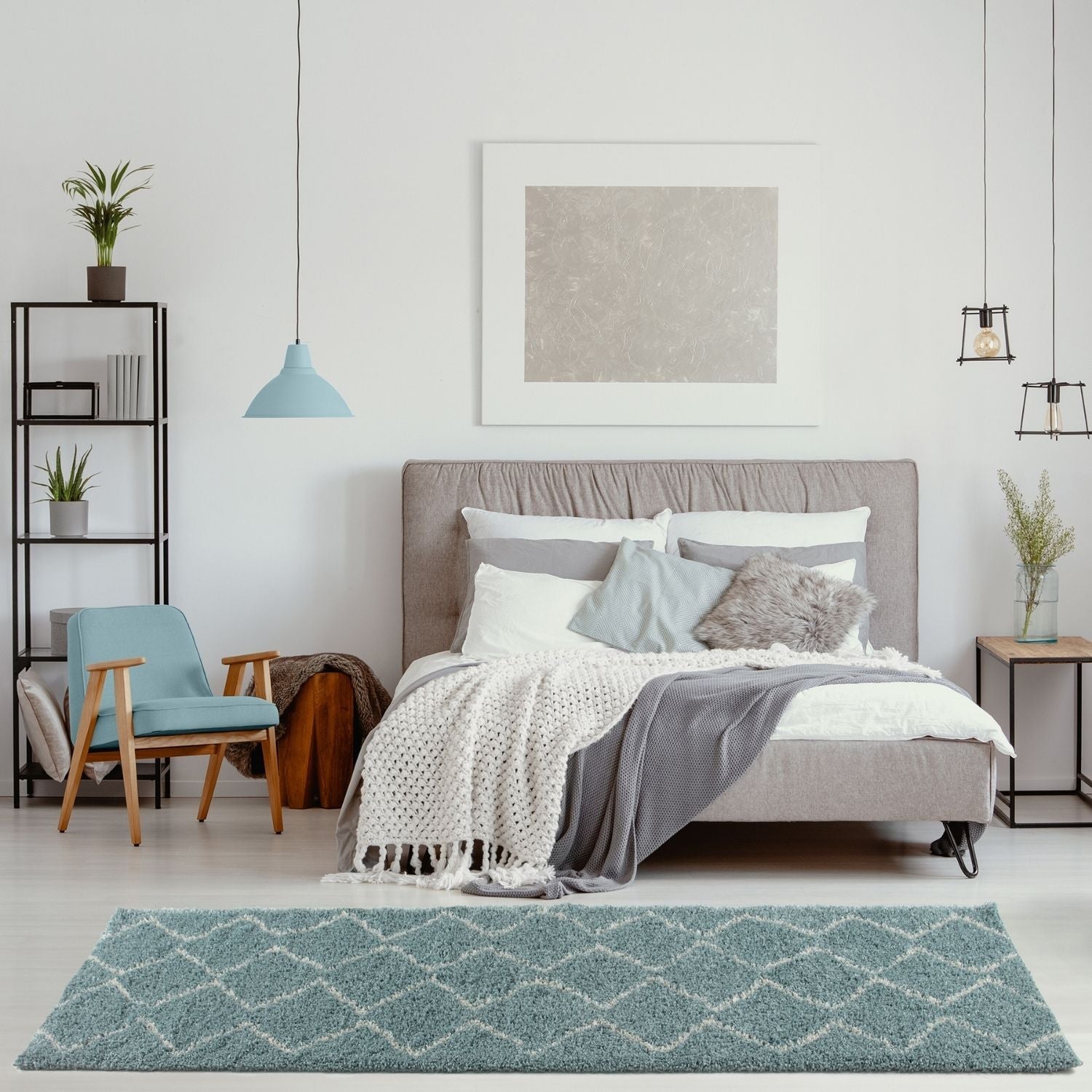 Moroccan Duck Egg Blue Shaggy Rug | 850 - PN Home