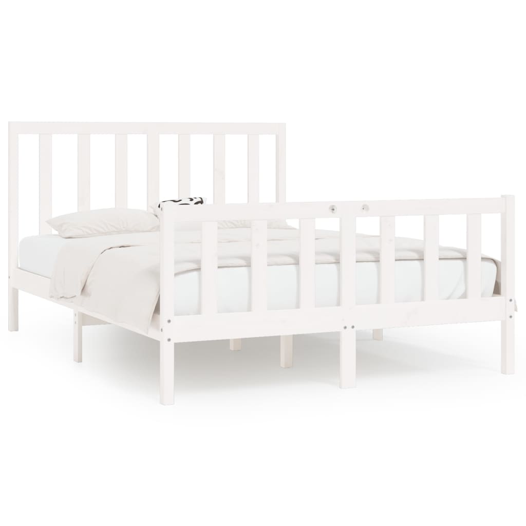 Bed Frame without Mattress White 160x200 cm Solid Wood