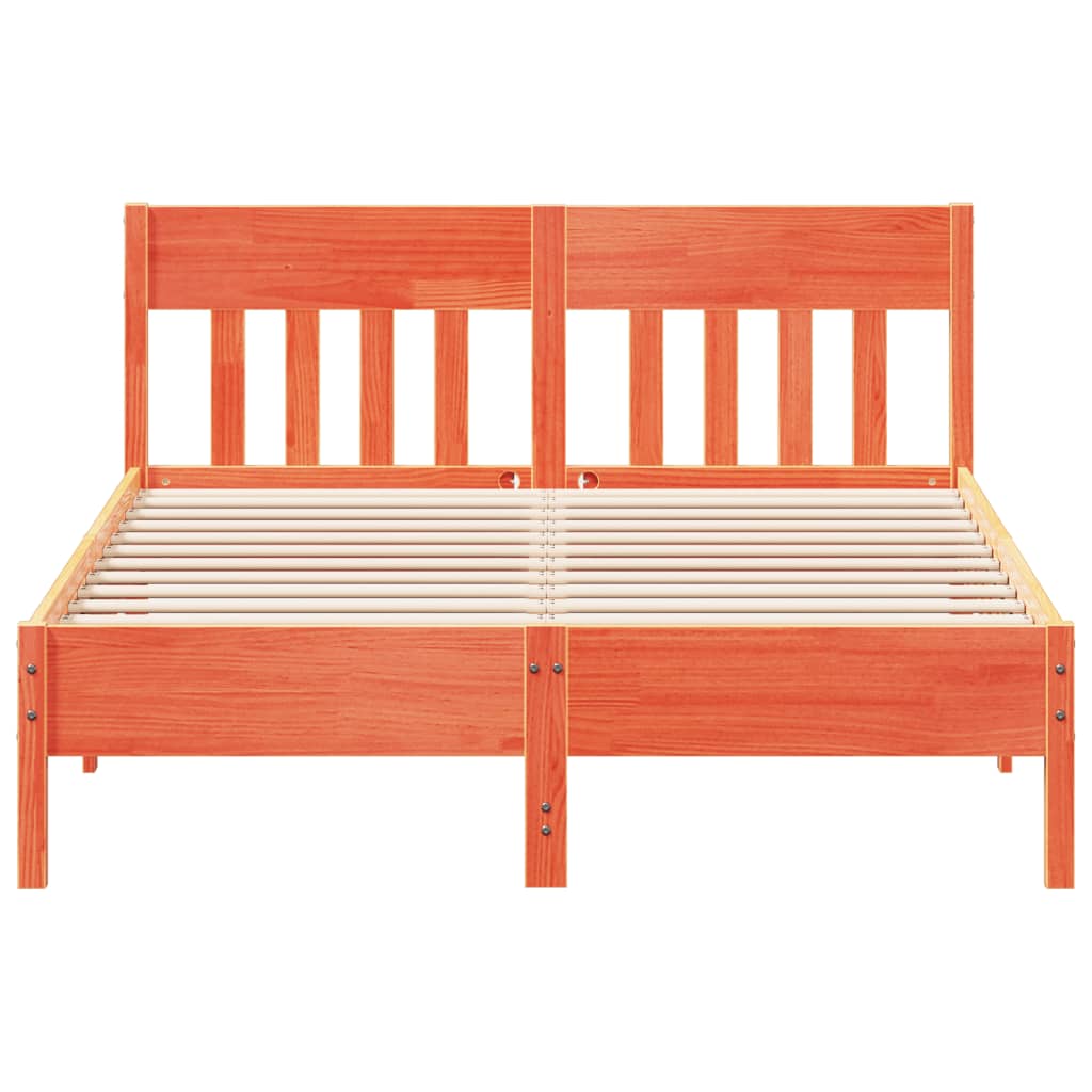 Bed Frame without Mattress Wax Brown 140x190 cm Solid Wood Pine