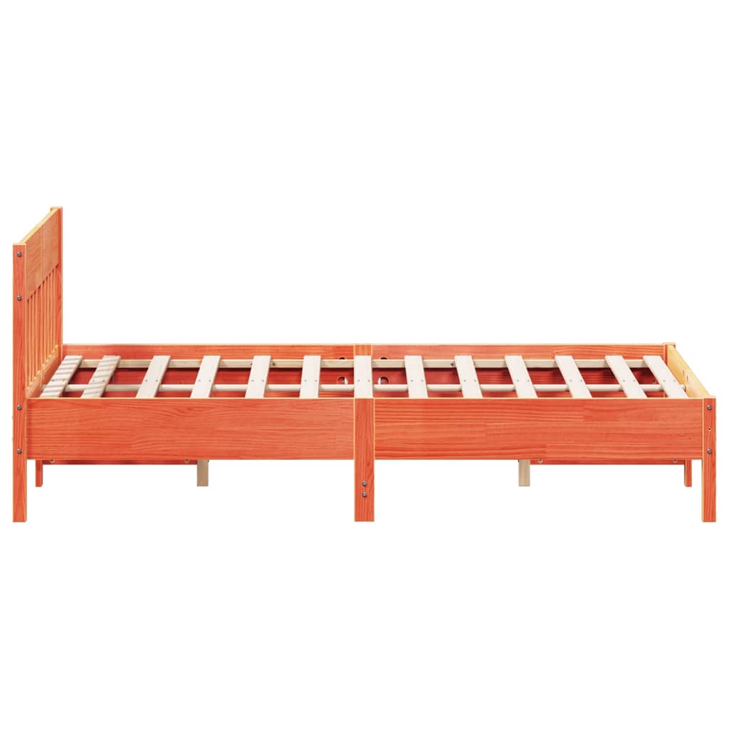 Bed Frame without Mattress Wax Brown 140x190 cm Solid Wood Pine