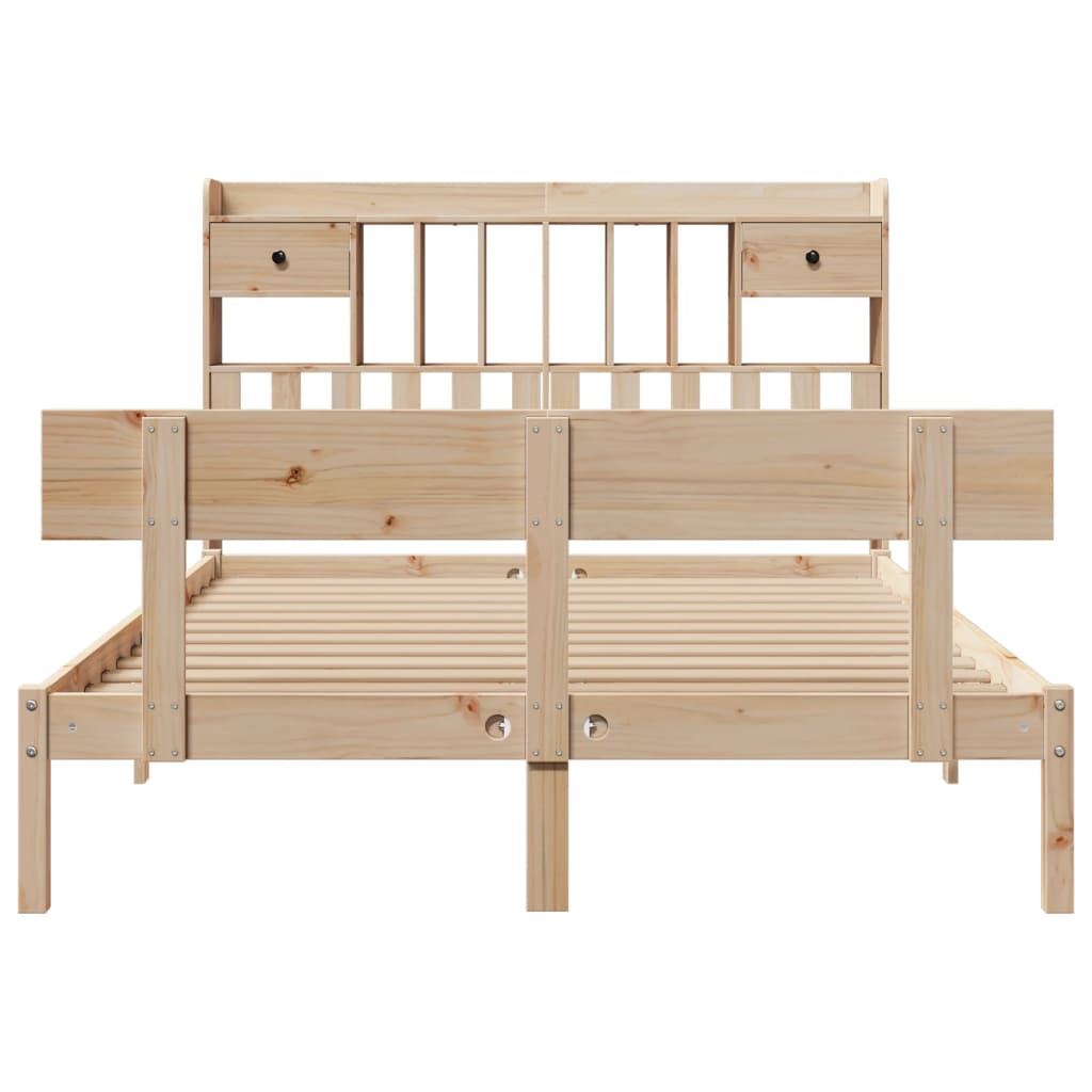 Bookcase Bed without Mattress 140x190 cm Solid Wood Pine