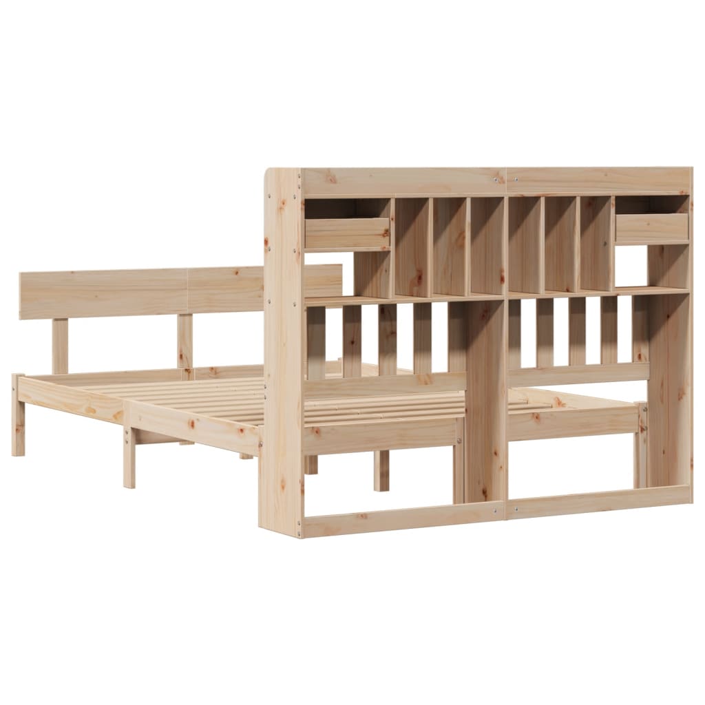 Bookcase Bed without Mattress 140x190 cm Solid Wood Pine