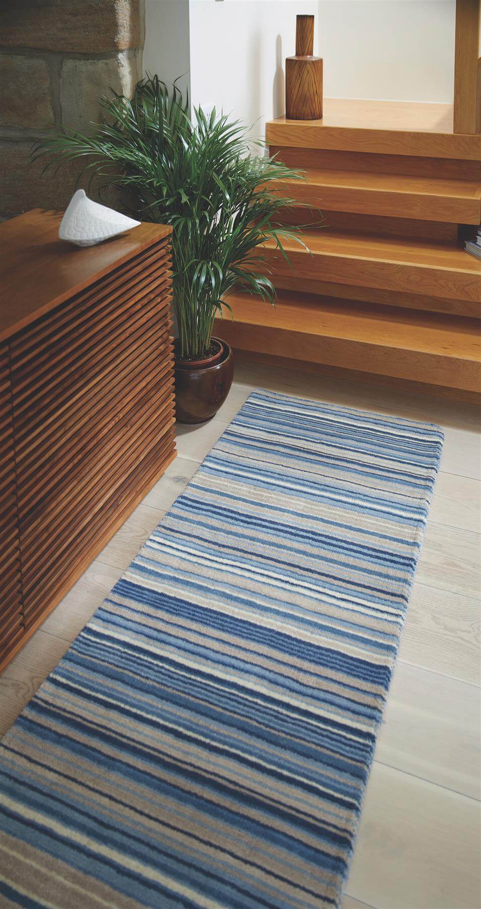 Fine Stripes Blue Wool Rug - PN Home