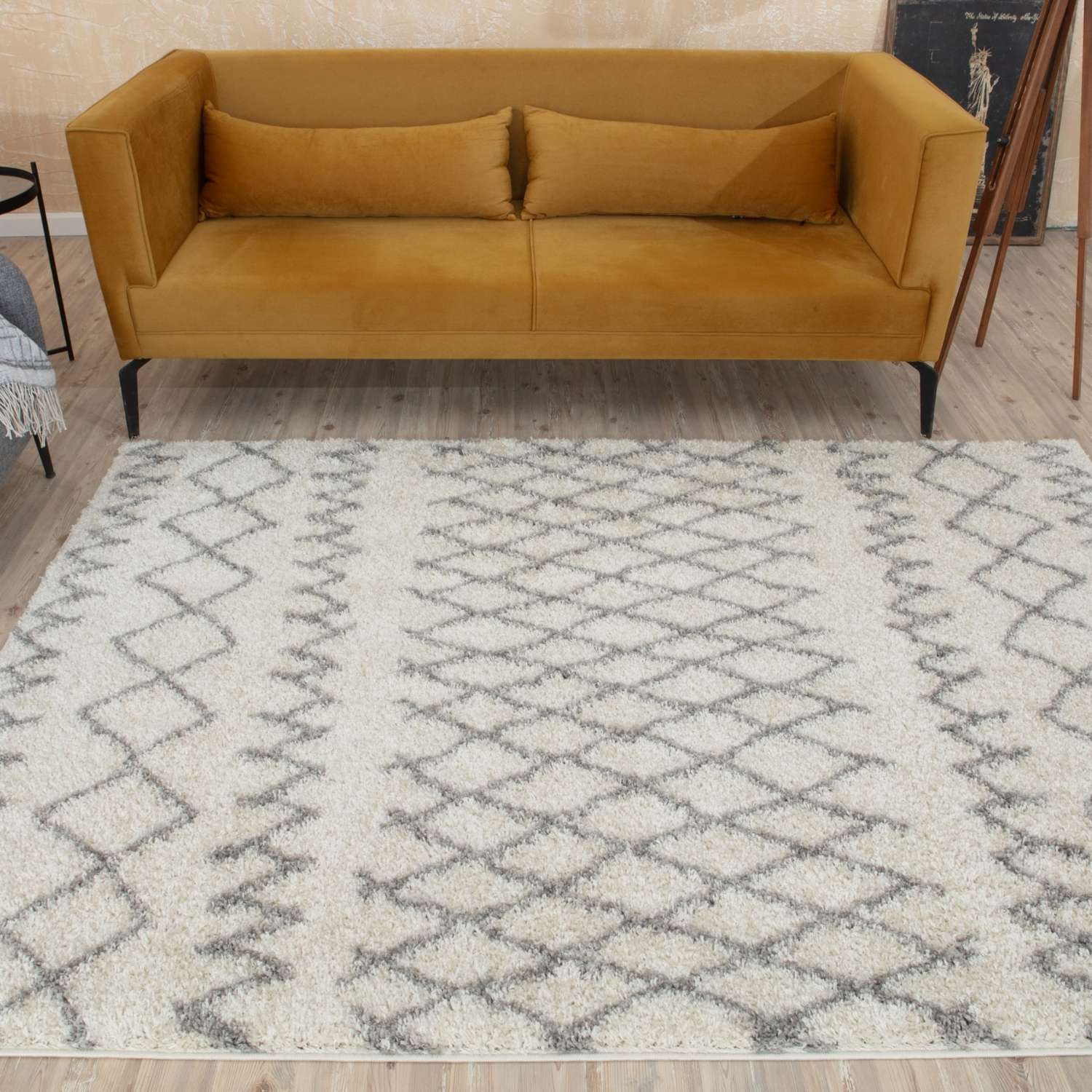 Moroccan Ivory Grey Shaggy Rug | 900 - PN Home
