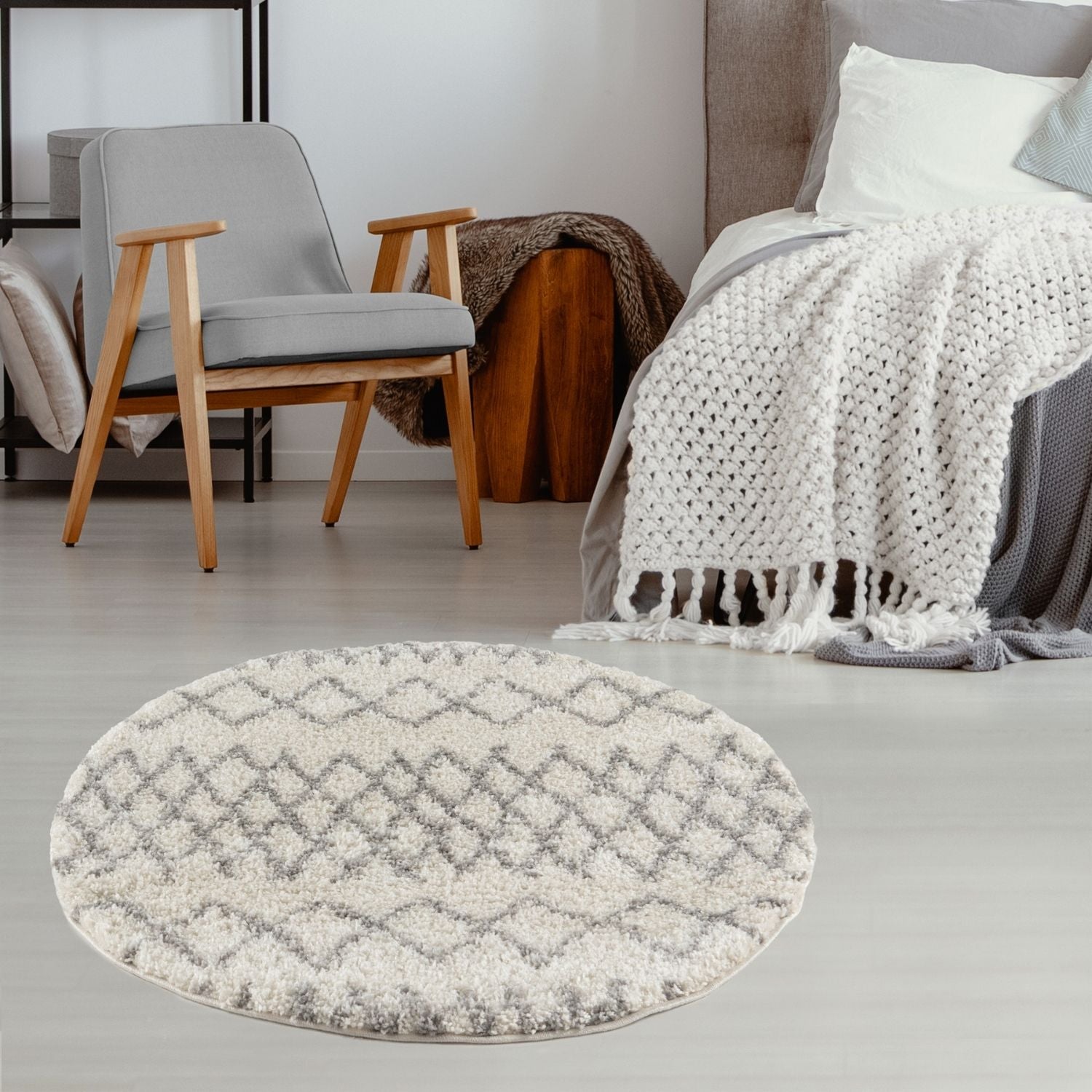 Moroccan Ivory Grey Shaggy Rug | 900 - PN Home