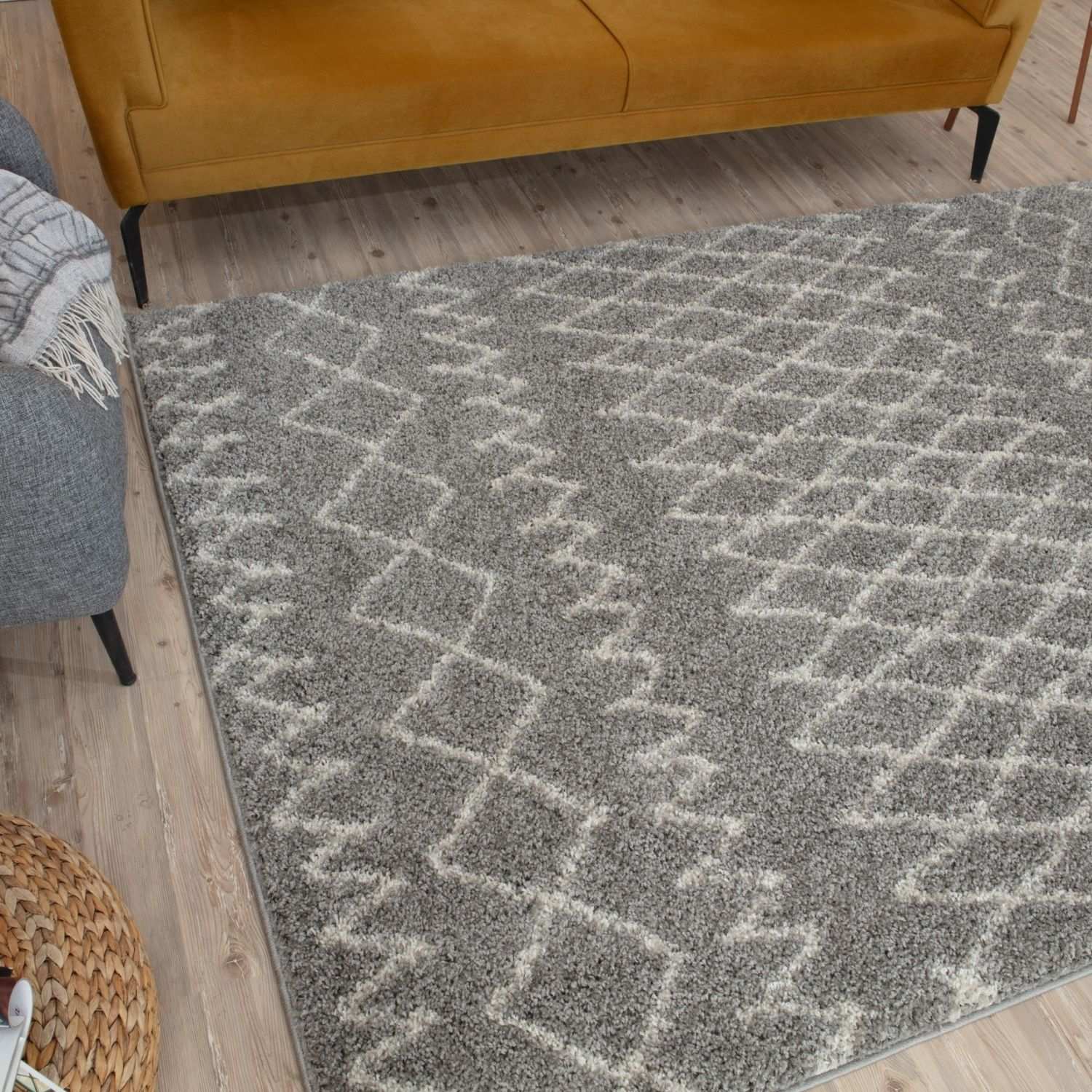 Moroccan Grey Shaggy Rug | 910 - PN Home
