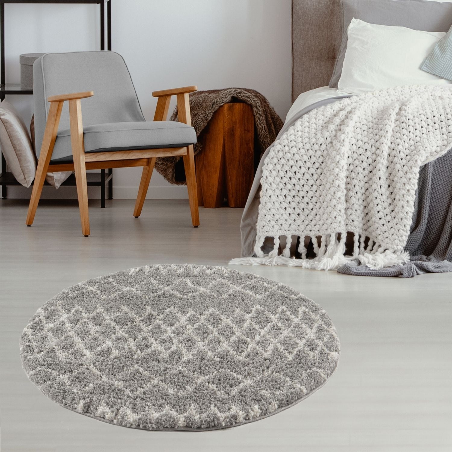 Moroccan Grey Shaggy Rug | 910 - PN Home