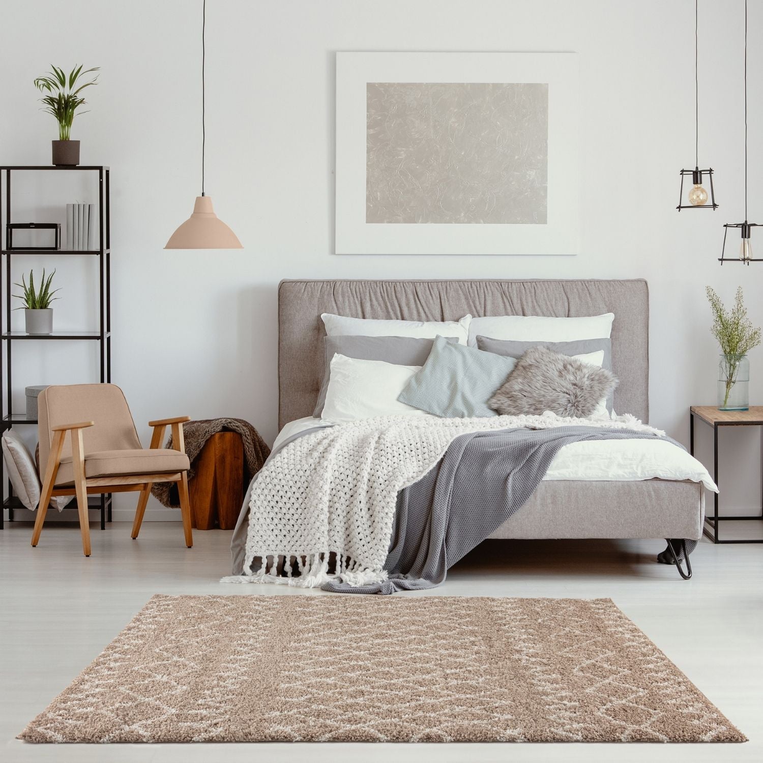 Moroccan Beige Shaggy Rug | 920 - PN Home