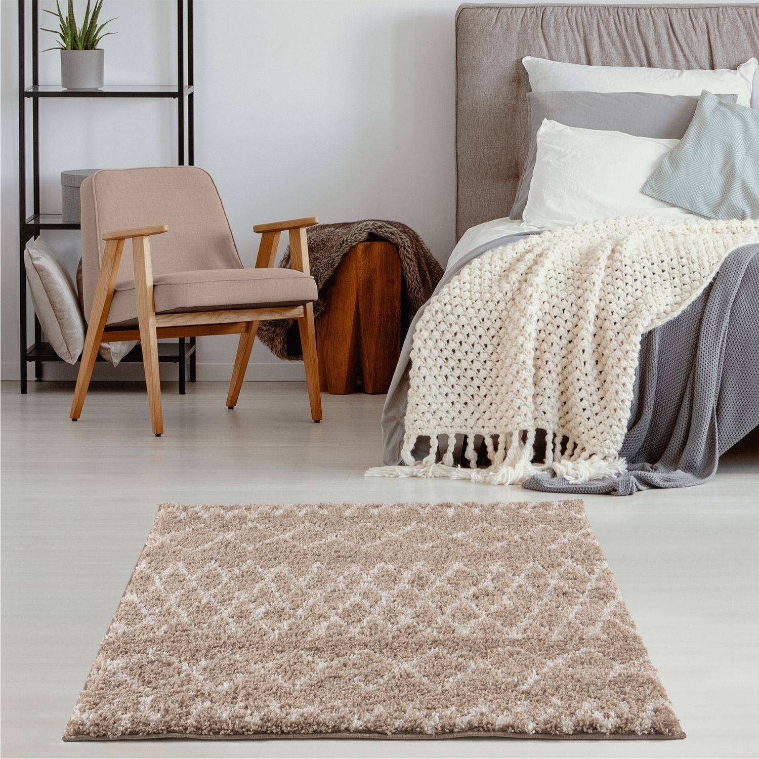 Moroccan Beige Shaggy Rug | 920 - PN Home