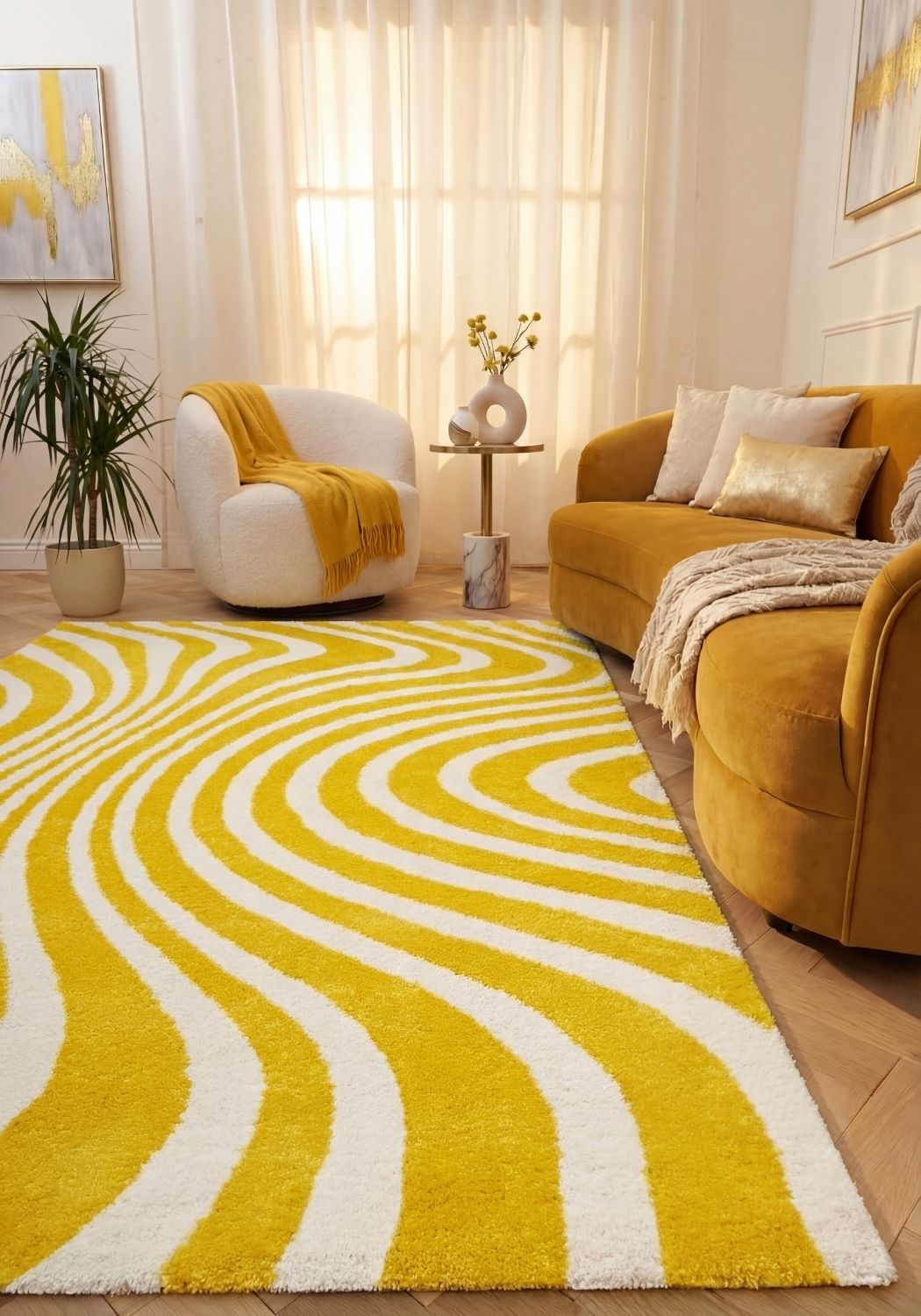 Joli Striped Yellow & White Rug - PN Home