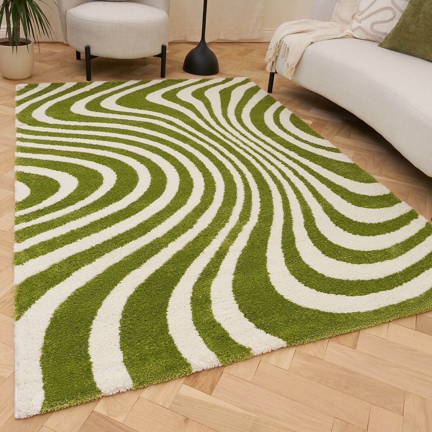 Joli Striped Green & White Rug - PN Home