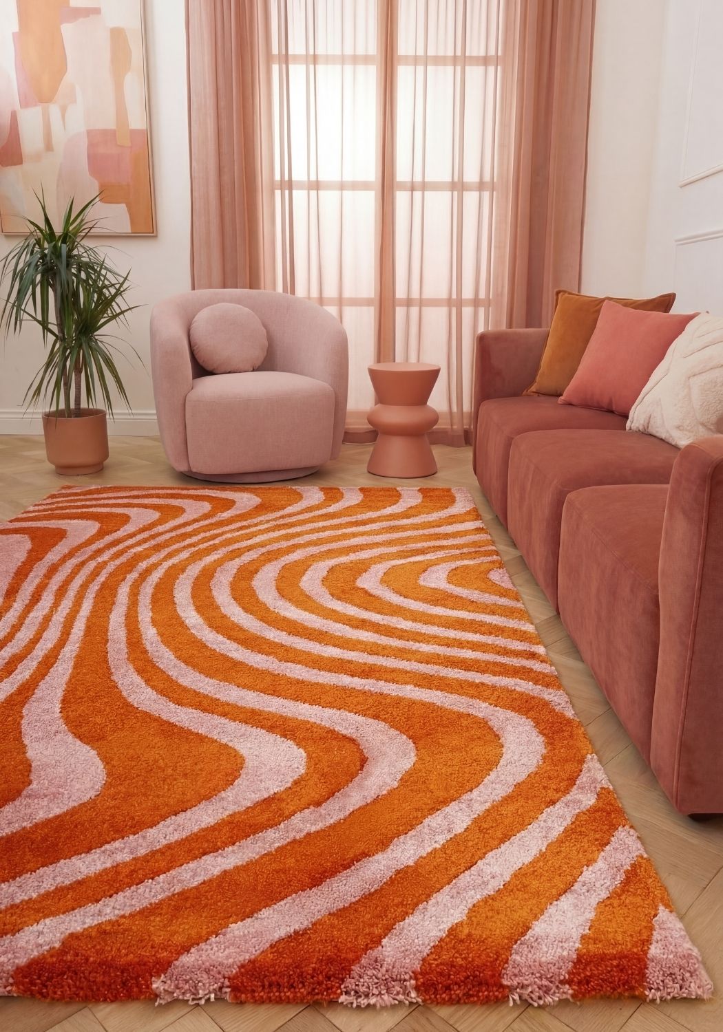 Joli Striped Orange & Pink Rug - PN Home