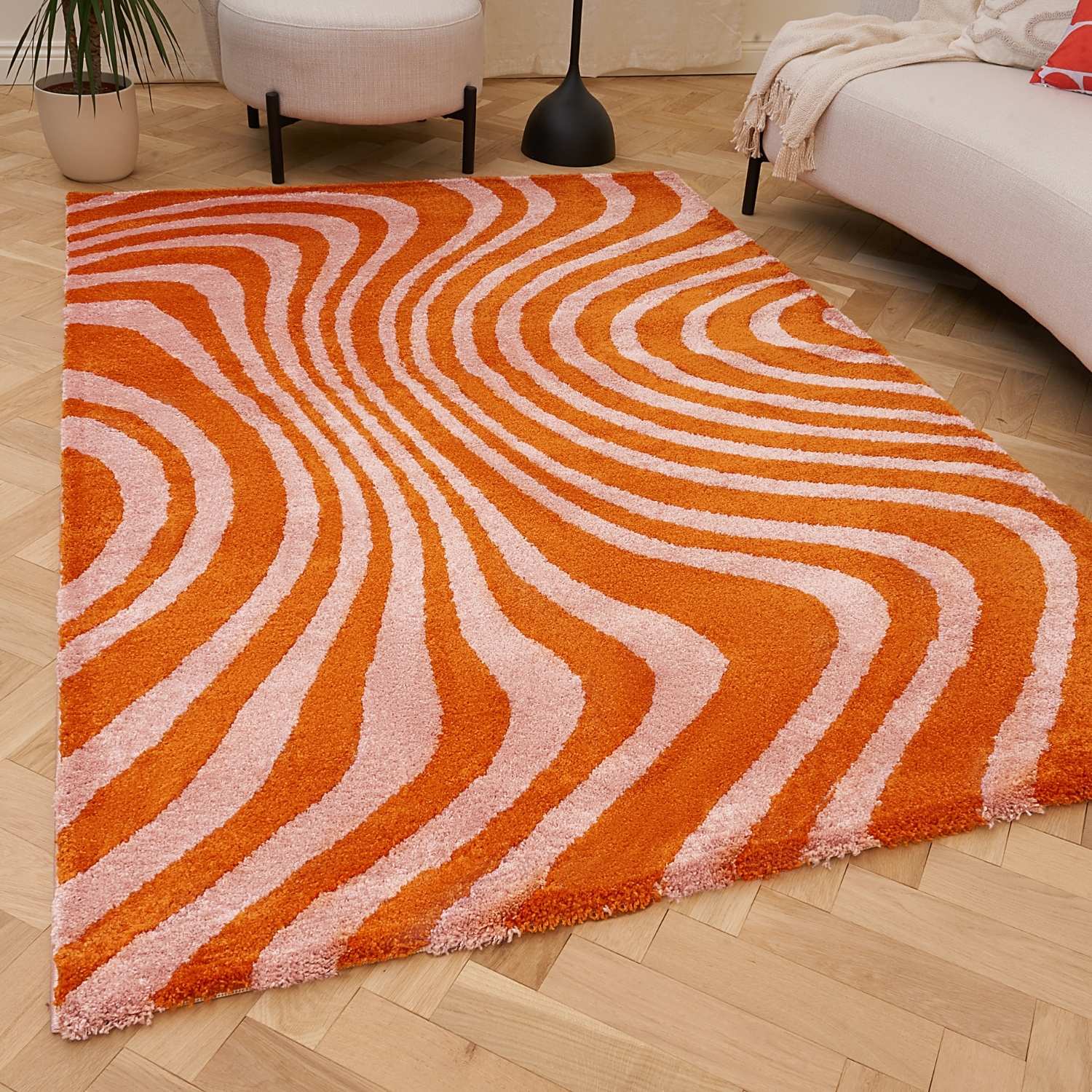 Joli Striped Orange & Pink Rug - PN Home