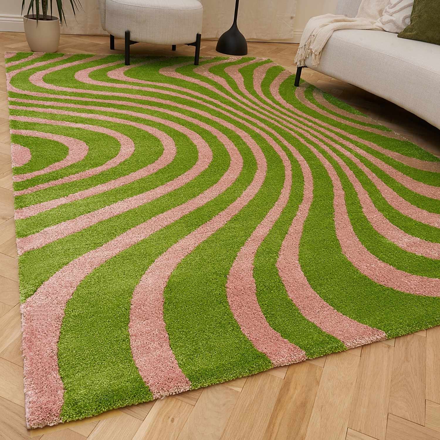 Joli Striped Green & Pink Rug - PN Home