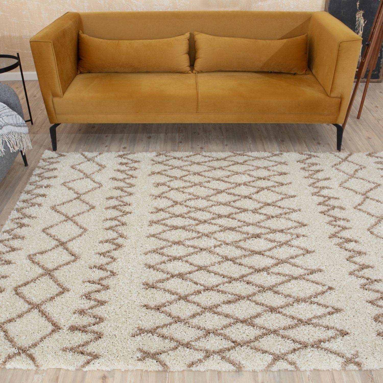 Moroccan Ivory Beige Shaggy Rug | 930 - PN Home