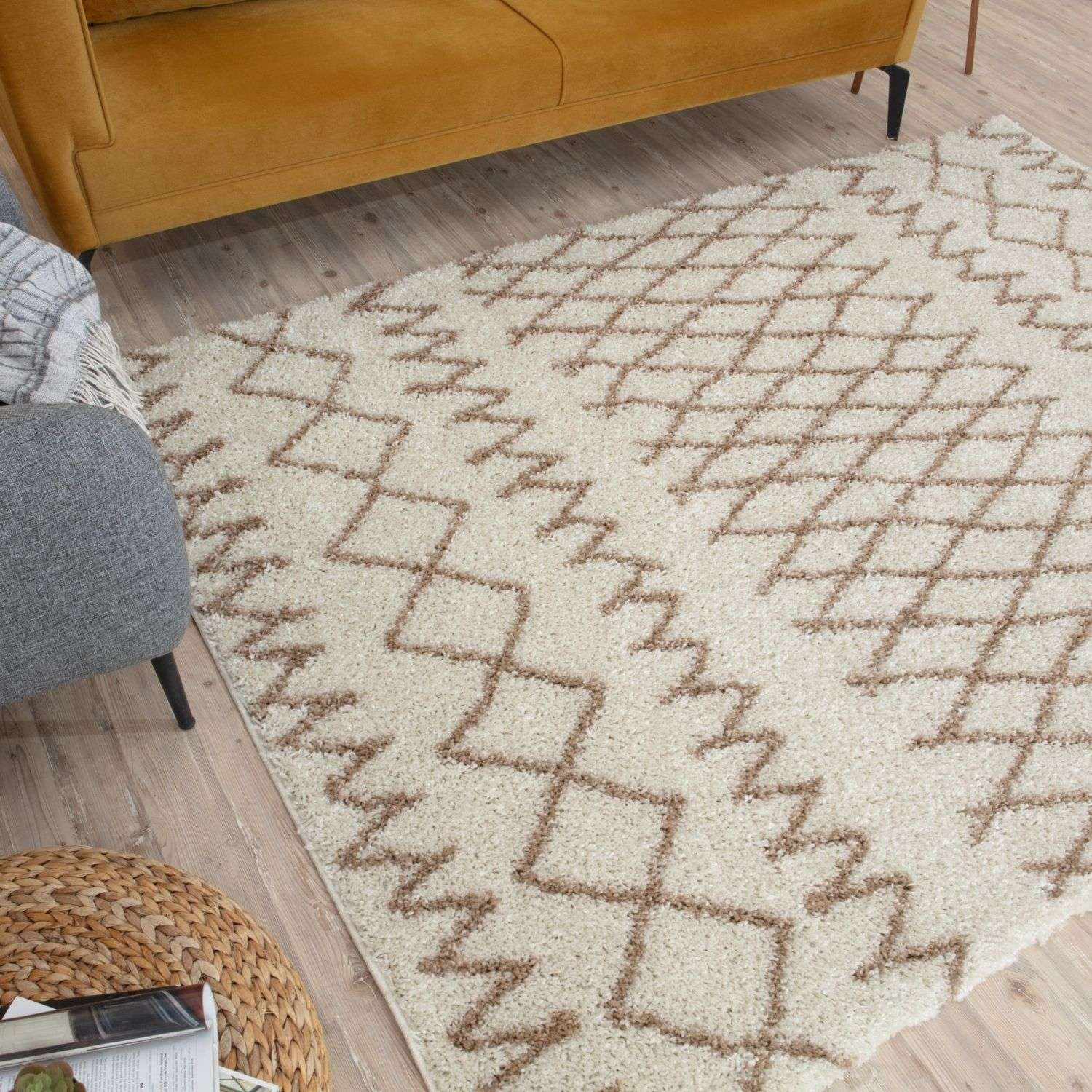 Moroccan Ivory Beige Shaggy Rug | 930 - PN Home