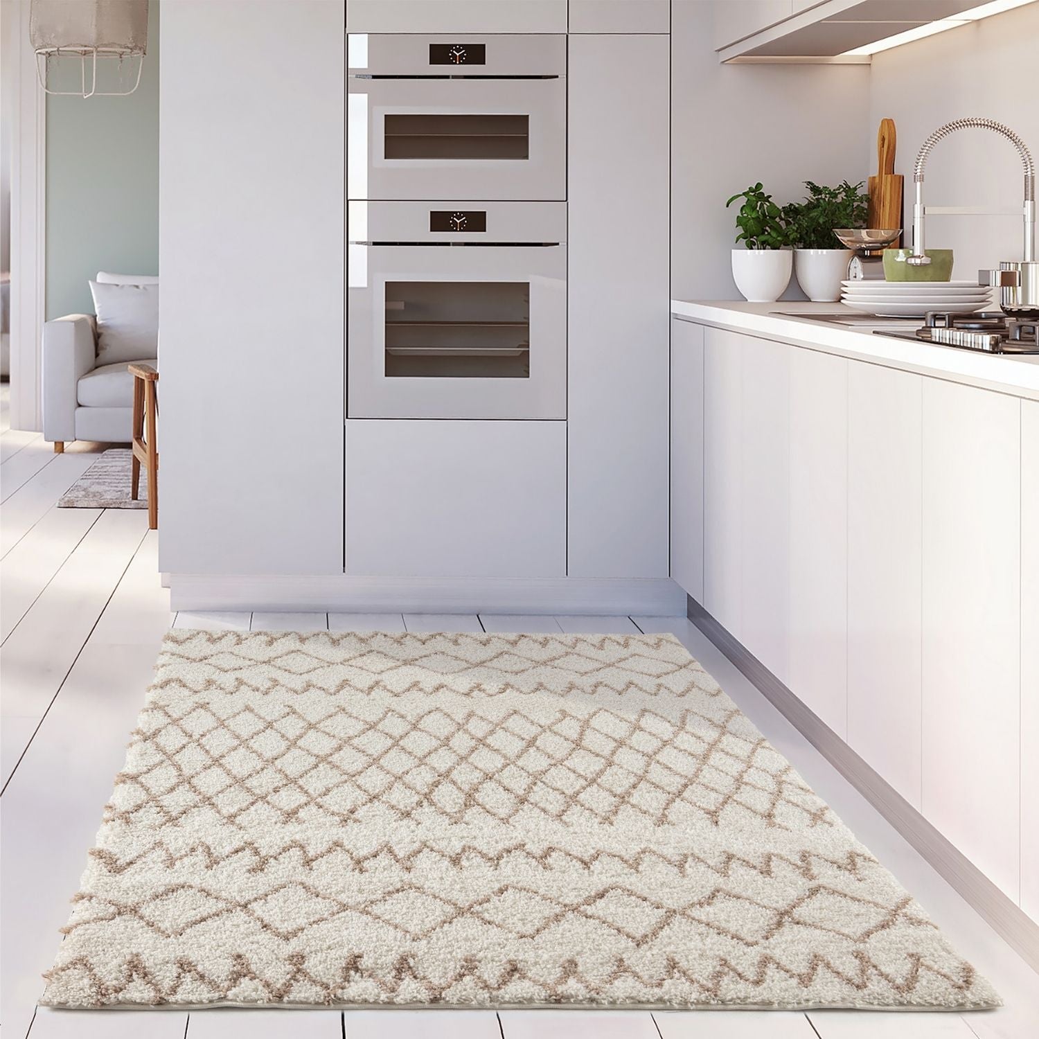 Moroccan Ivory Beige Shaggy Rug | 930 - PN Home