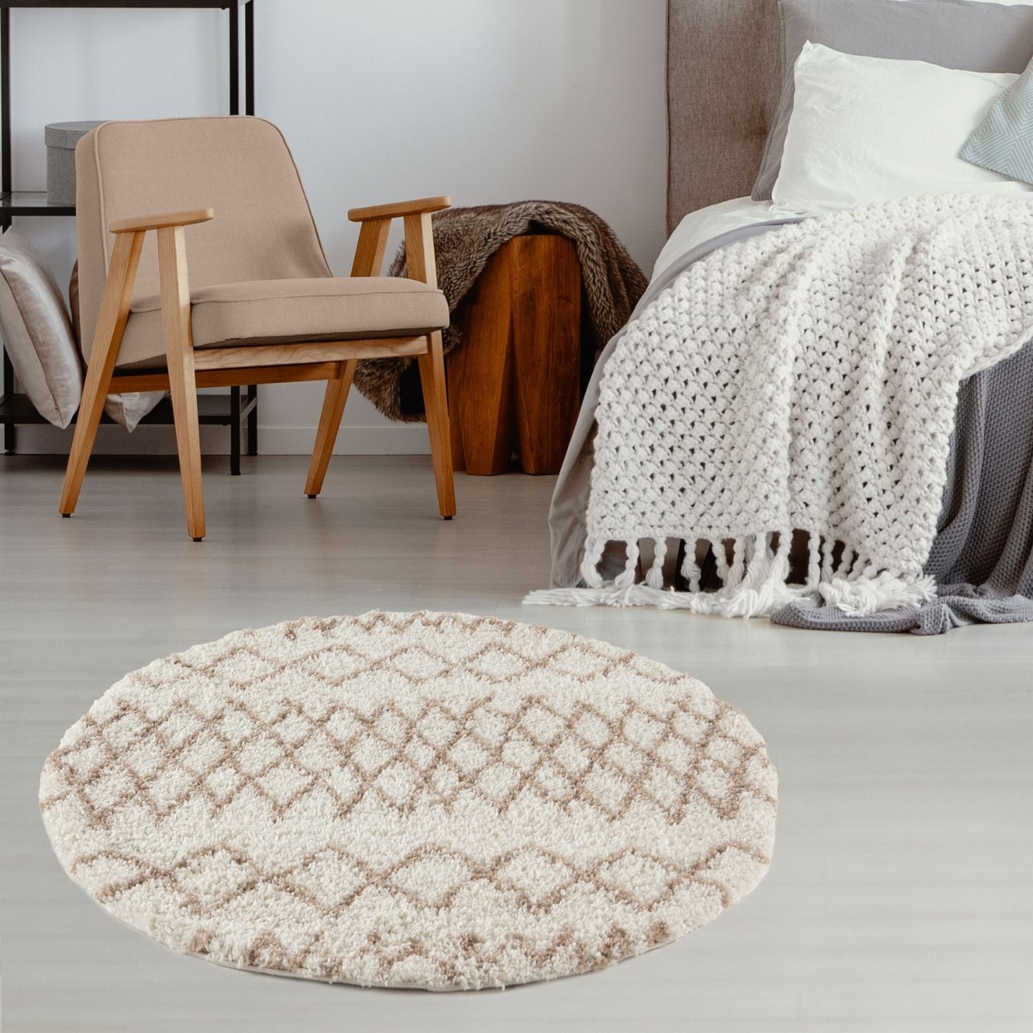 Moroccan Ivory Beige Shaggy Rug | 930 - PN Home