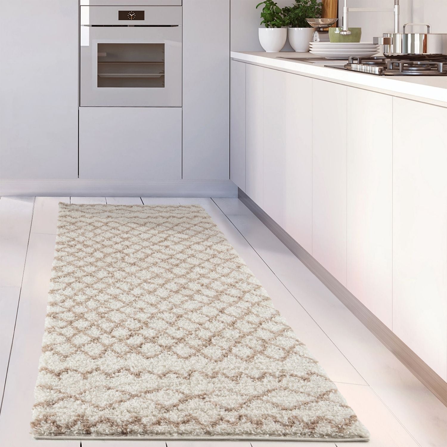 Moroccan Ivory Beige Shaggy Rug | 930 - PN Home