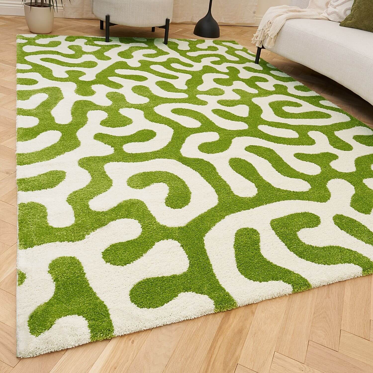Joli Doodle Green & White Rug - PN Home