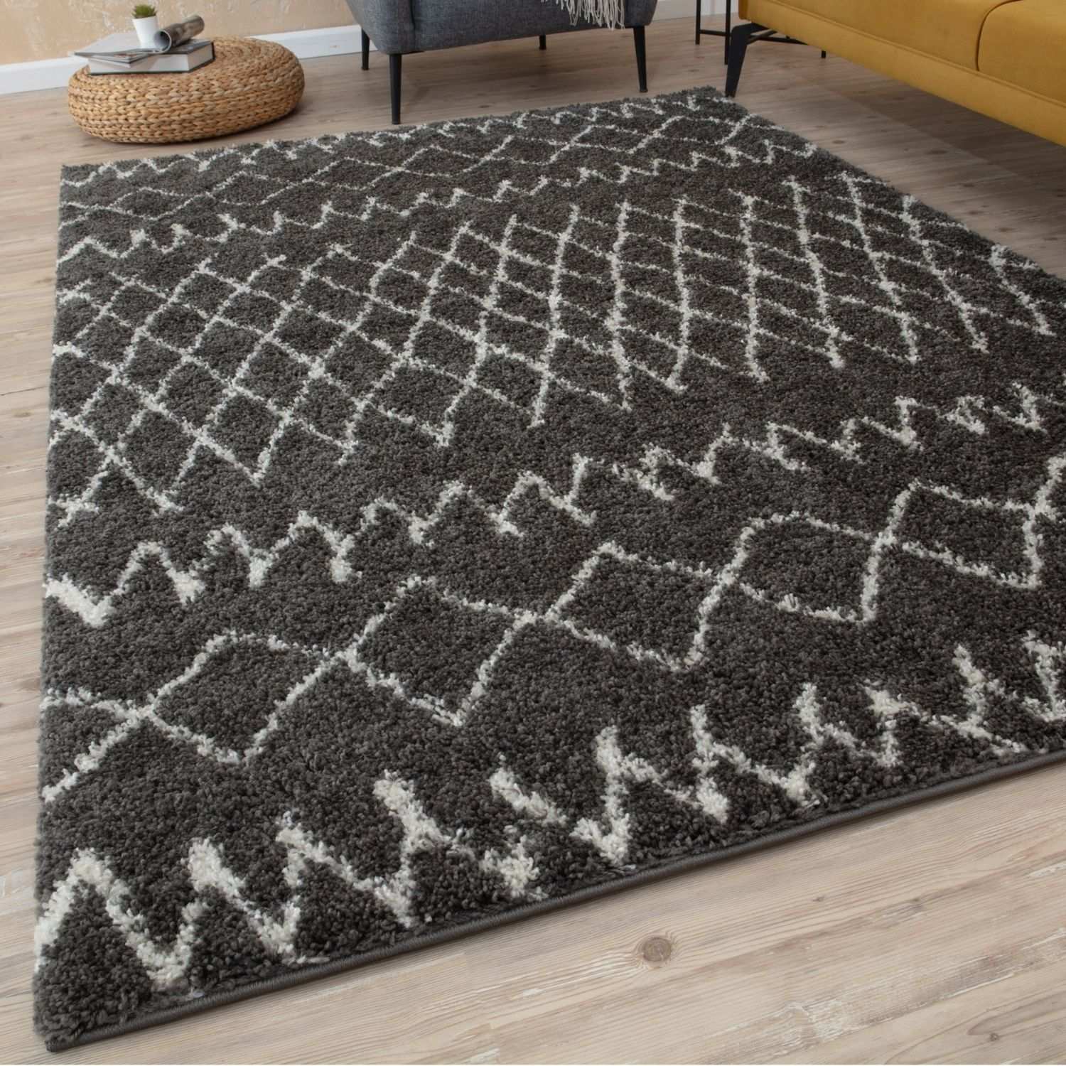 Moroccan Dark Grey Shaggy Rug | 940 - PN Home