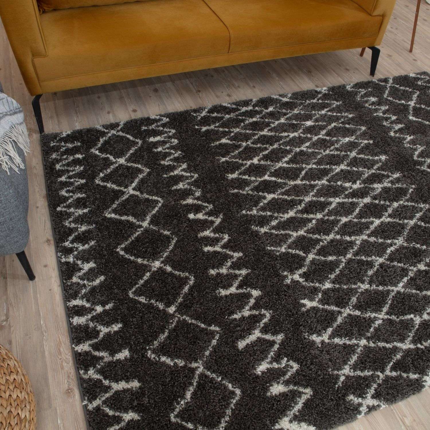Moroccan Dark Grey Shaggy Rug | 940 - PN Home