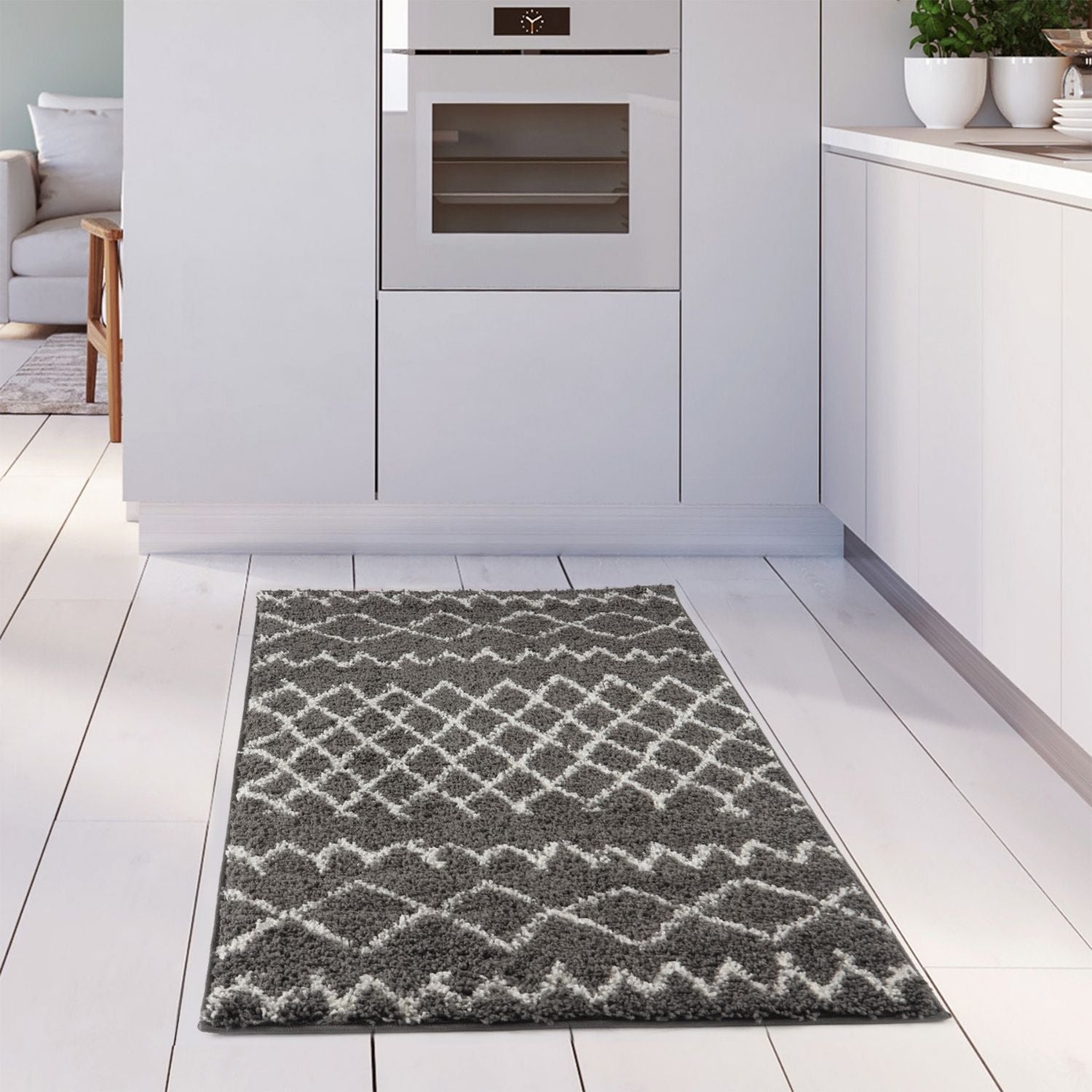 Moroccan Dark Grey Shaggy Rug | 940 - PN Home