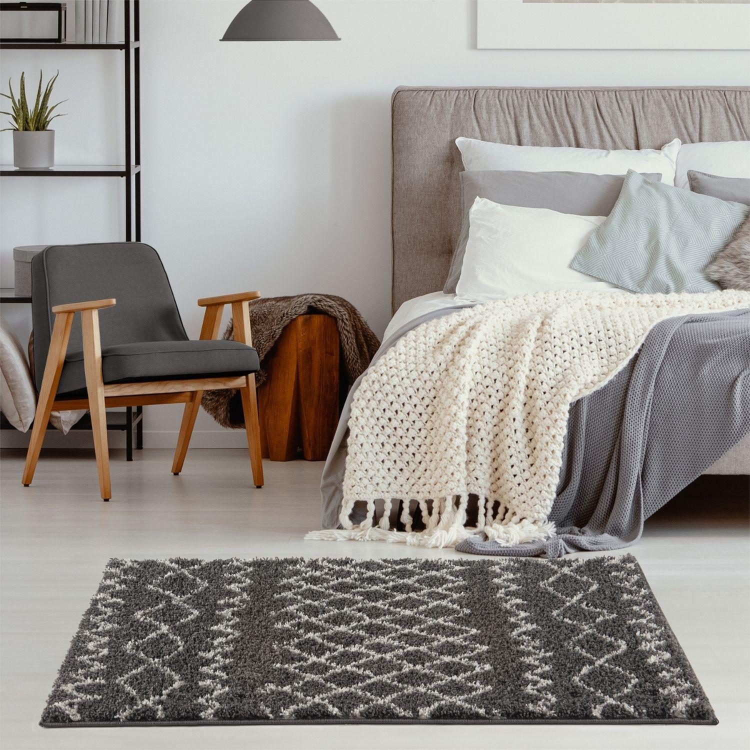 Moroccan Dark Grey Shaggy Rug | 940 - PN Home
