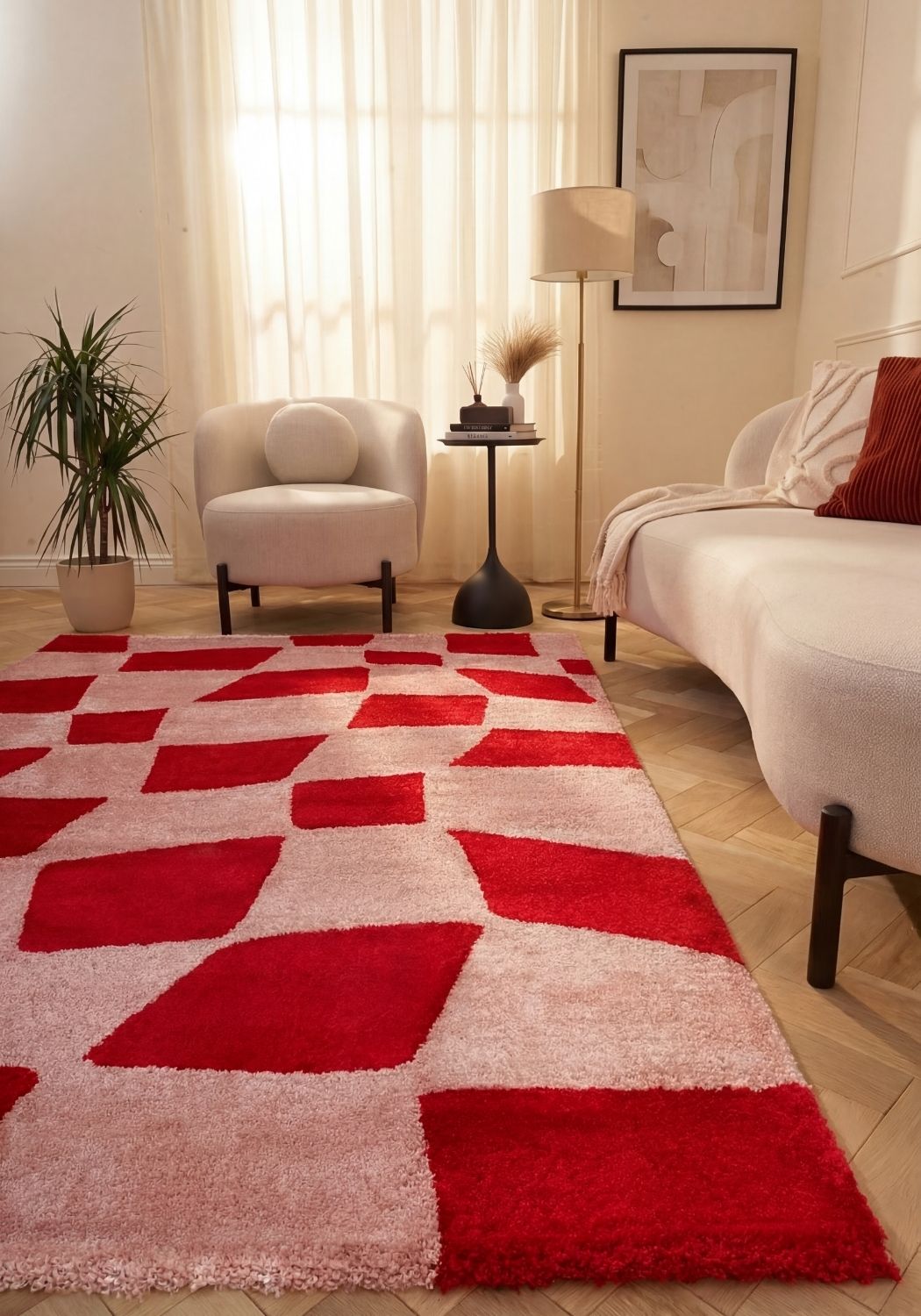 Joli Checkered Red & Pink Rug - PN Home