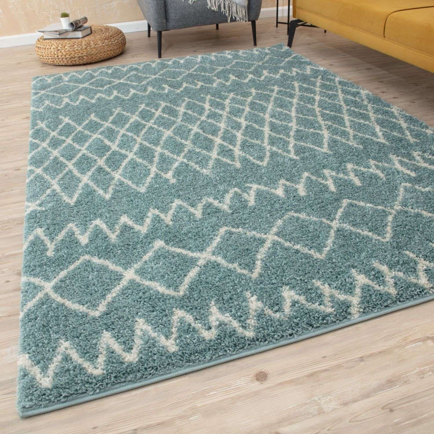 Moroccan Duck Egg Blue Shaggy Rug | 950 - PN Home