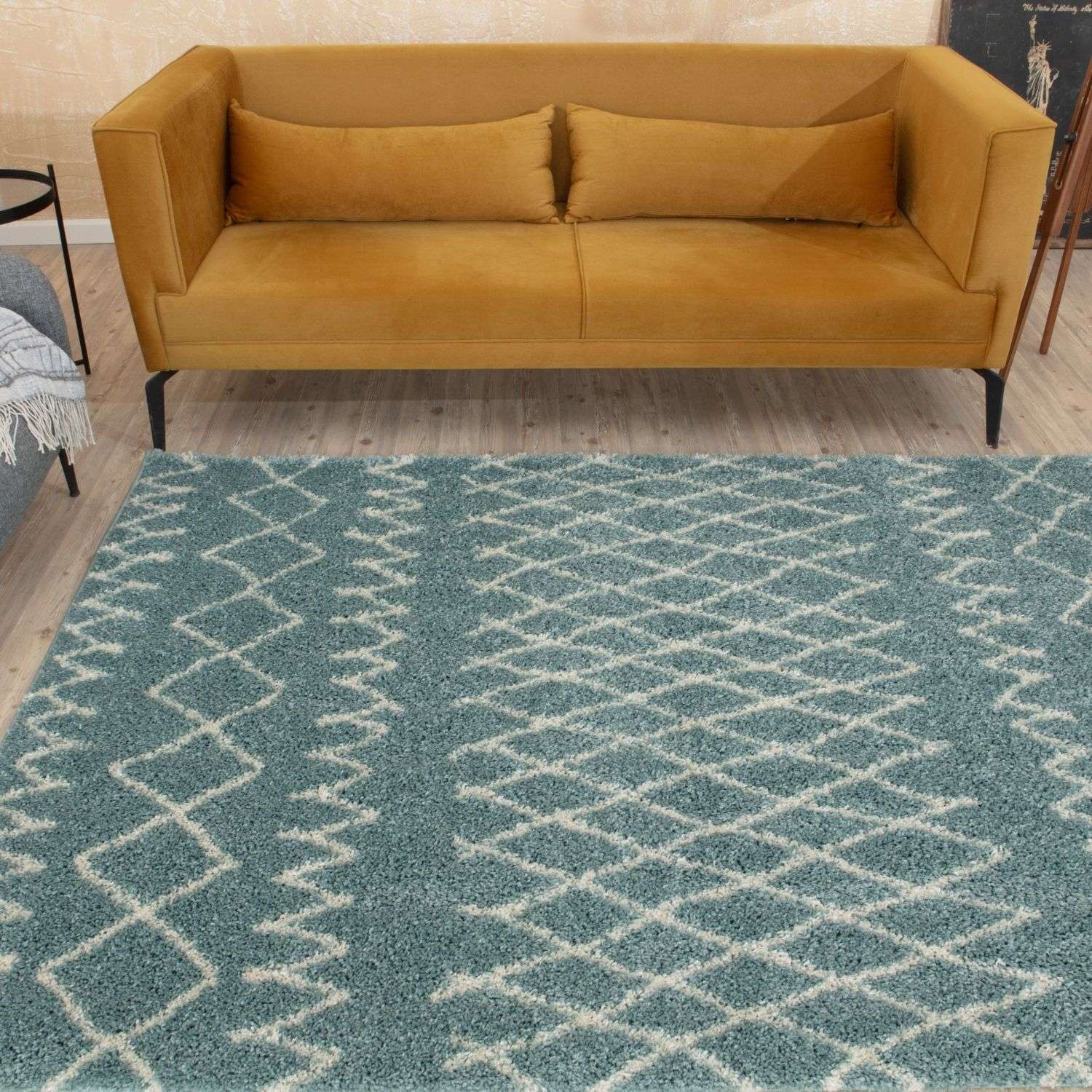 Moroccan Duck Egg Blue Shaggy Rug | 950 - PN Home