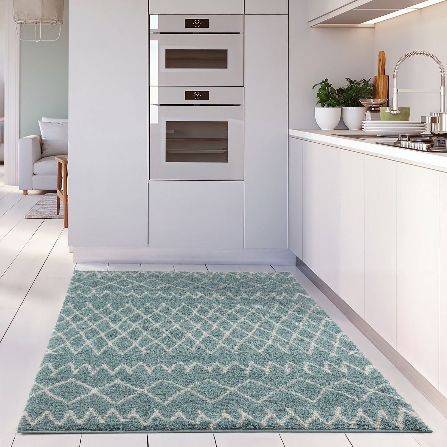 Moroccan Duck Egg Blue Shaggy Rug | 950 - PN Home