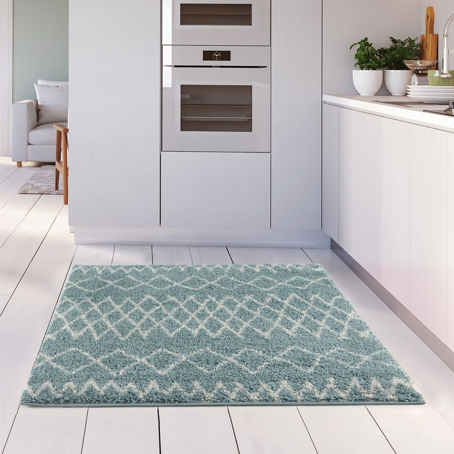 Moroccan Duck Egg Blue Shaggy Rug | 950 - PN Home