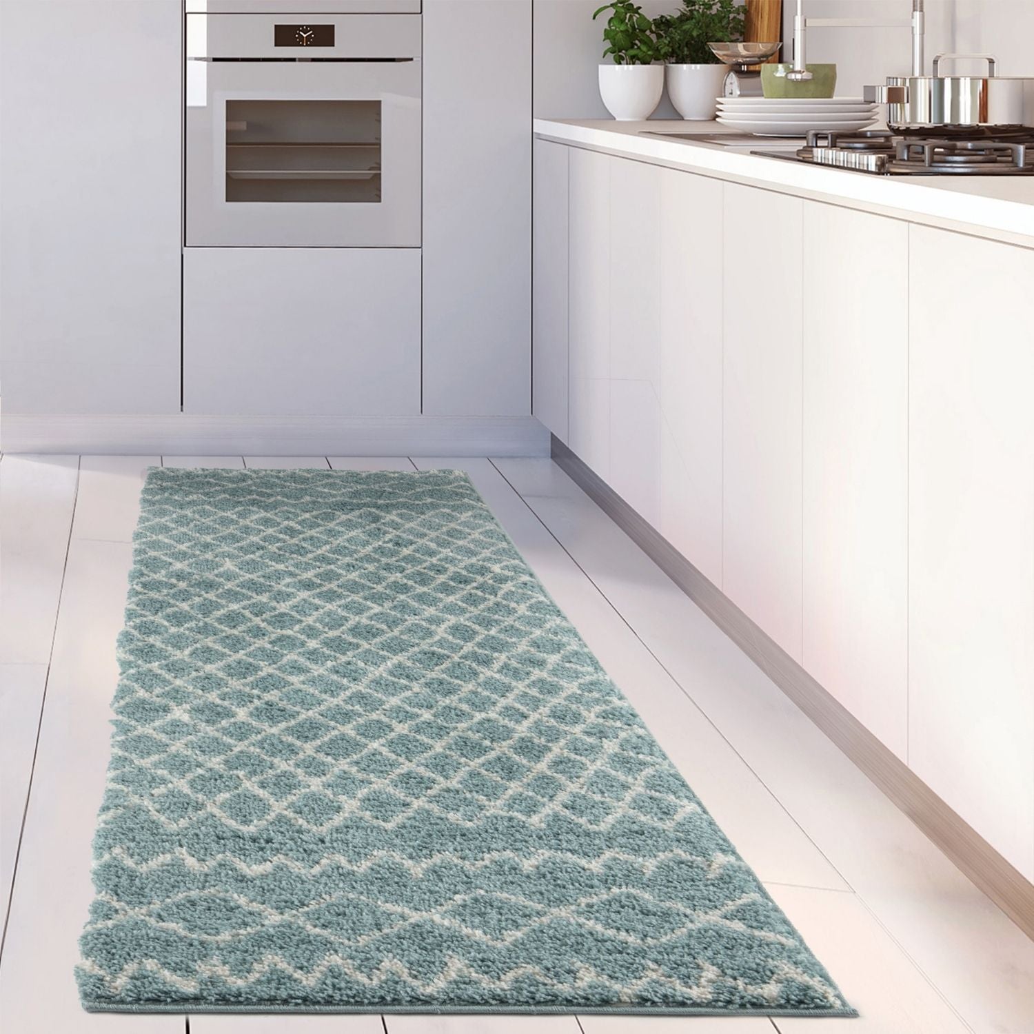 Moroccan Duck Egg Blue Shaggy Rug | 950 - PN Home