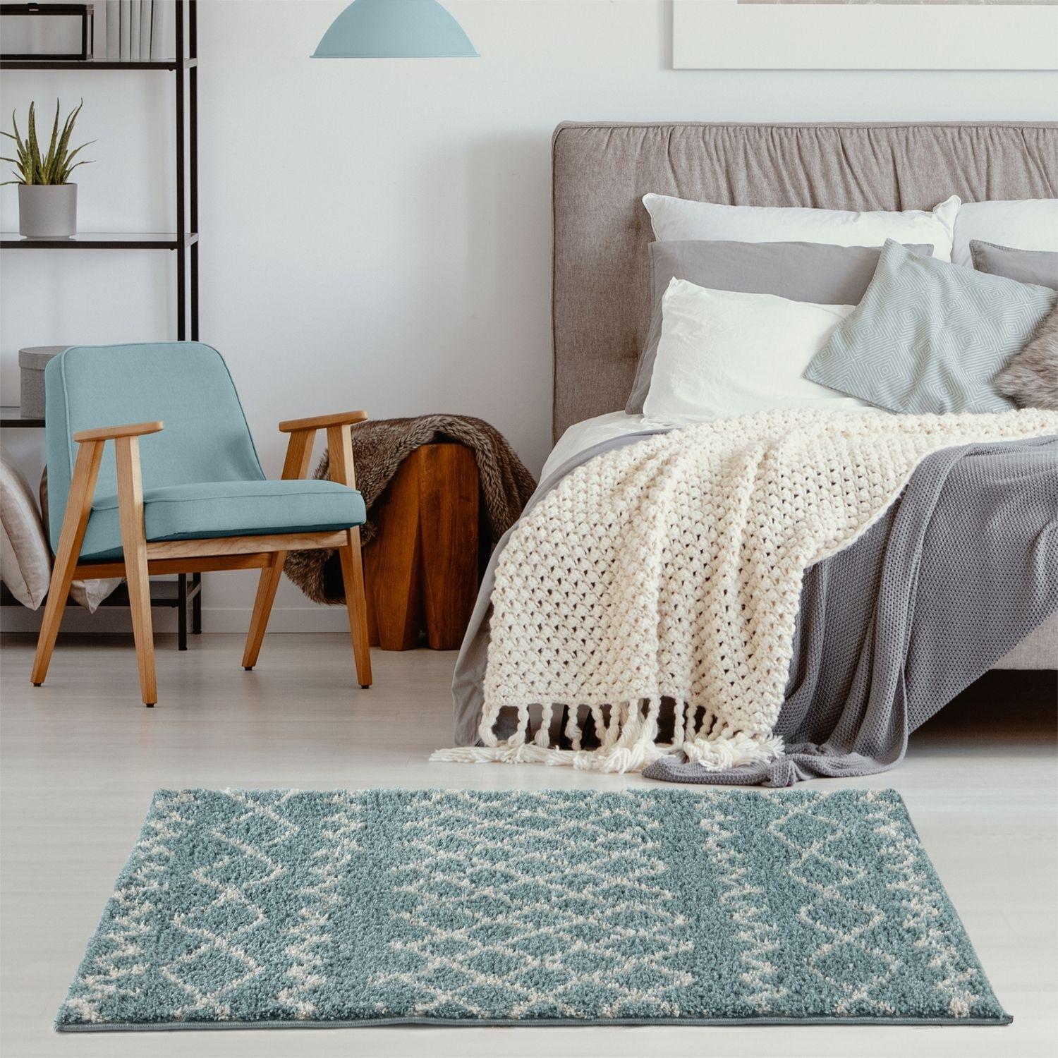 Moroccan Duck Egg Blue Shaggy Rug | 950 - PN Home