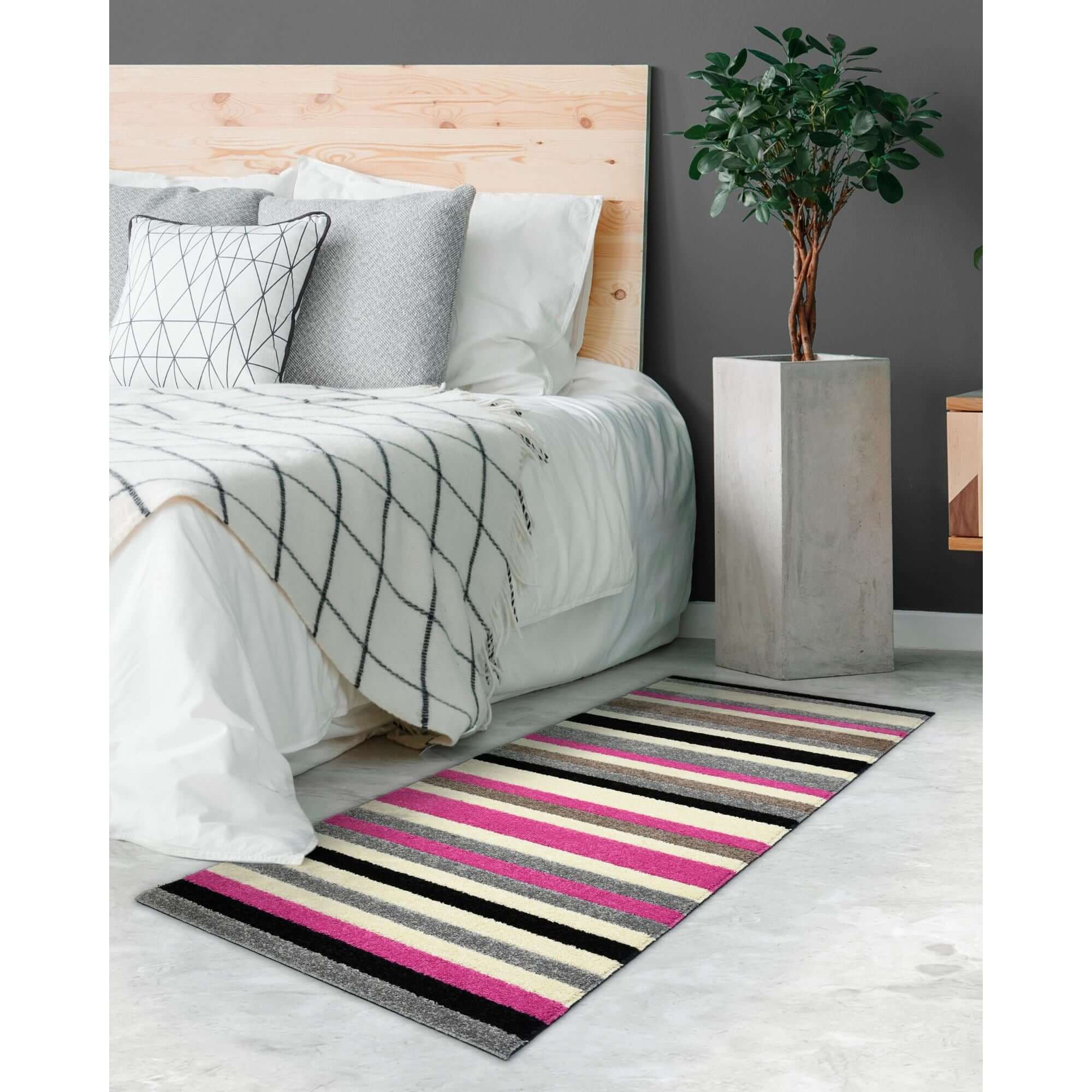 Linea Striped Pink Washable Rug - PN Home