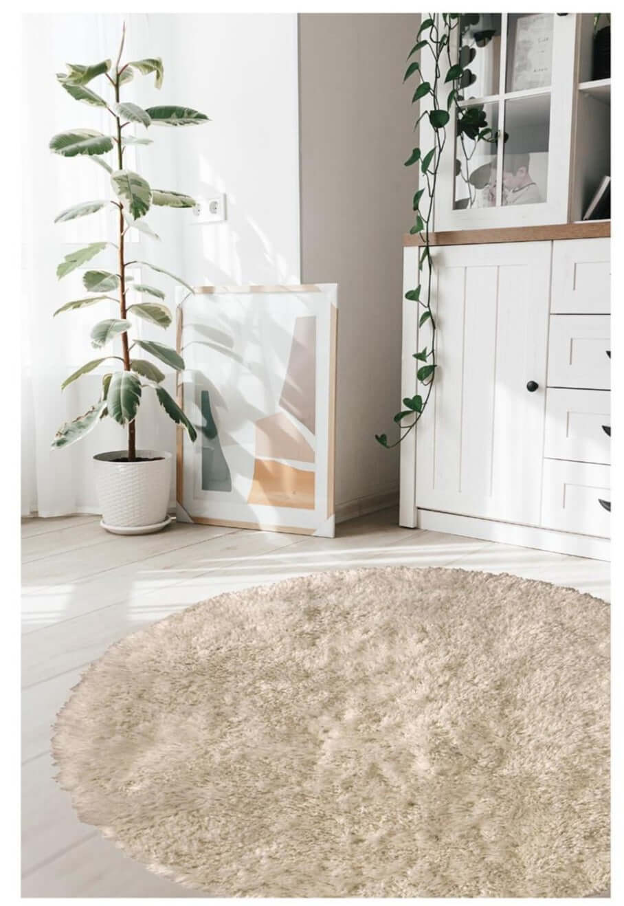 Soft Washable Beige Shaggy Rug | SA-02 - PN Home