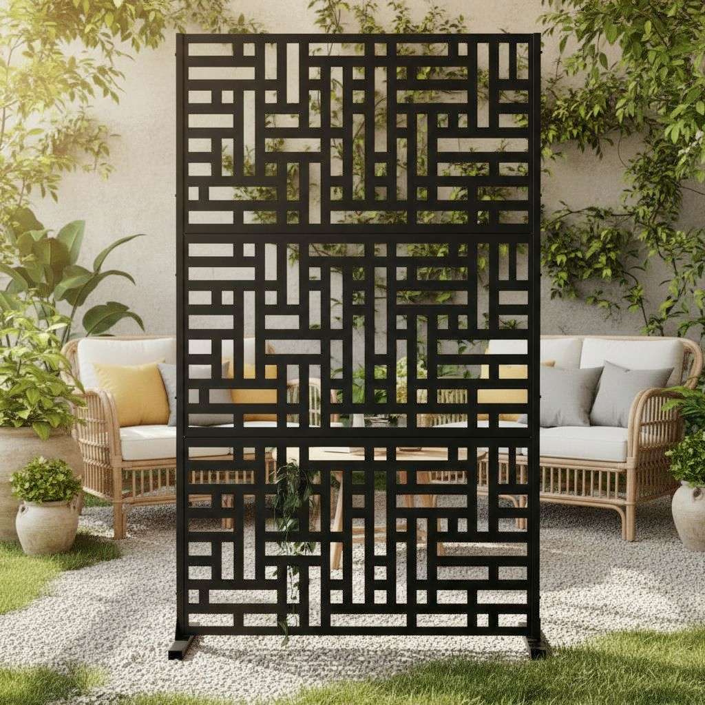 Metal Indoor/Outdoor Privacy Screen 90cm x 180cm - Maze - PN Home