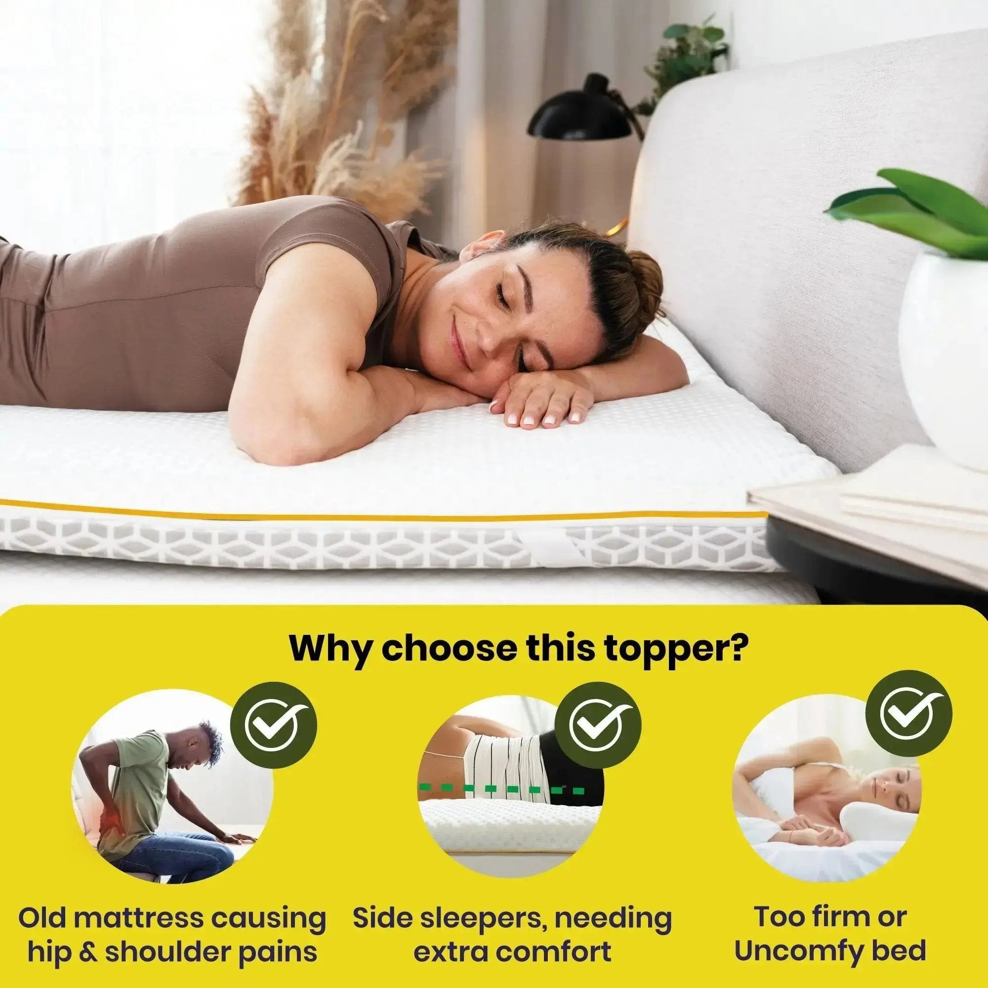Brightr® Aurora 2 in 1 Best Memory Foam Mattress Topper Soft/Medium Firm