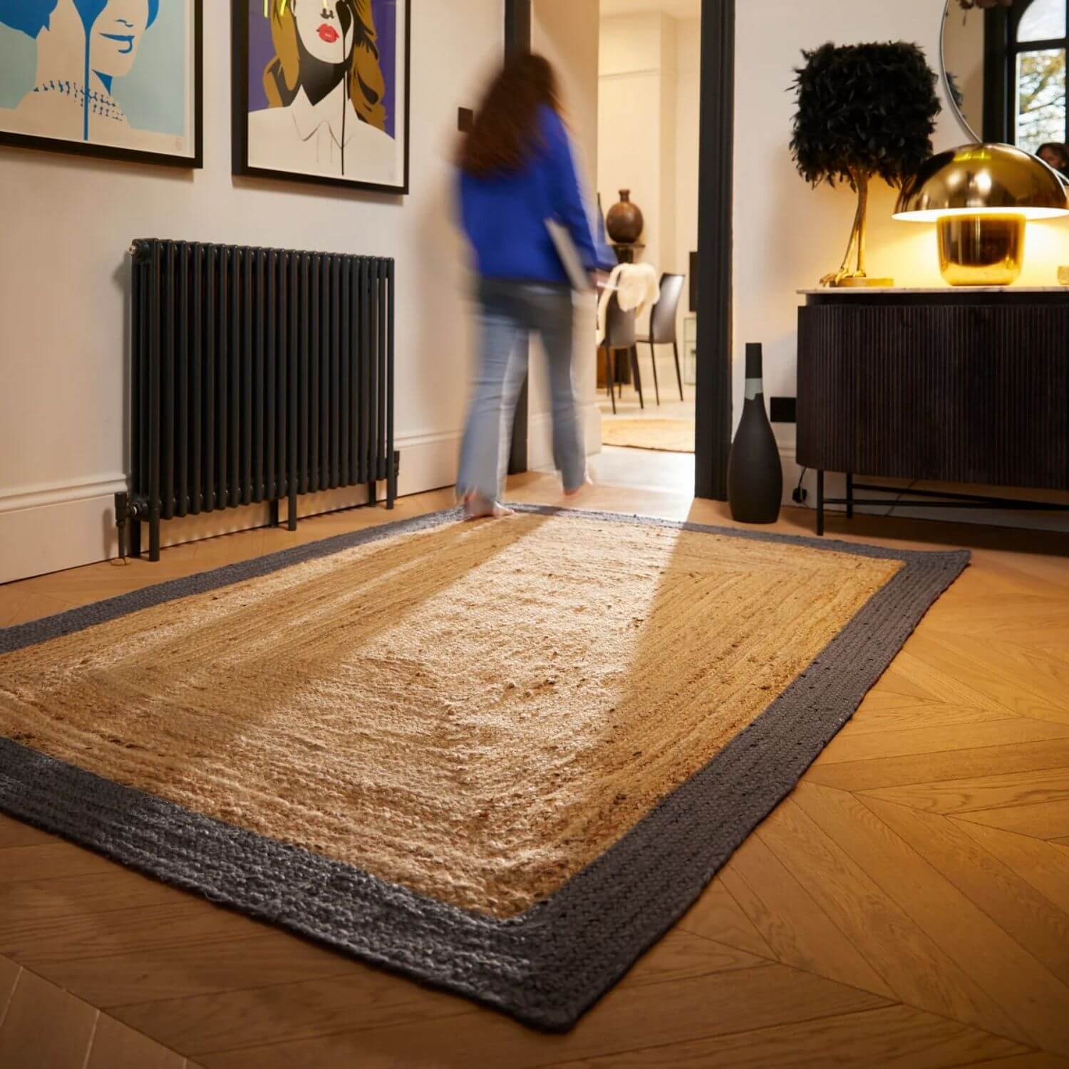 Bordered Grey Jute Rug - PN Home