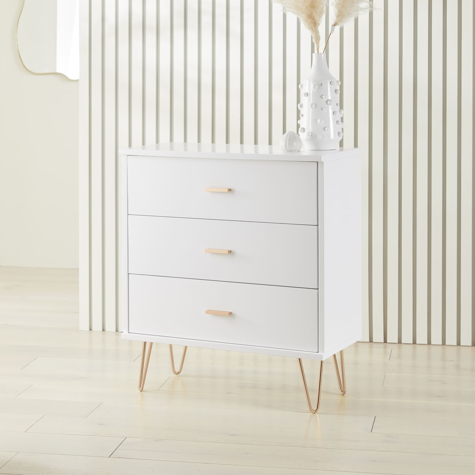 Monroe Solid Wood White Chest of 3 Drawers