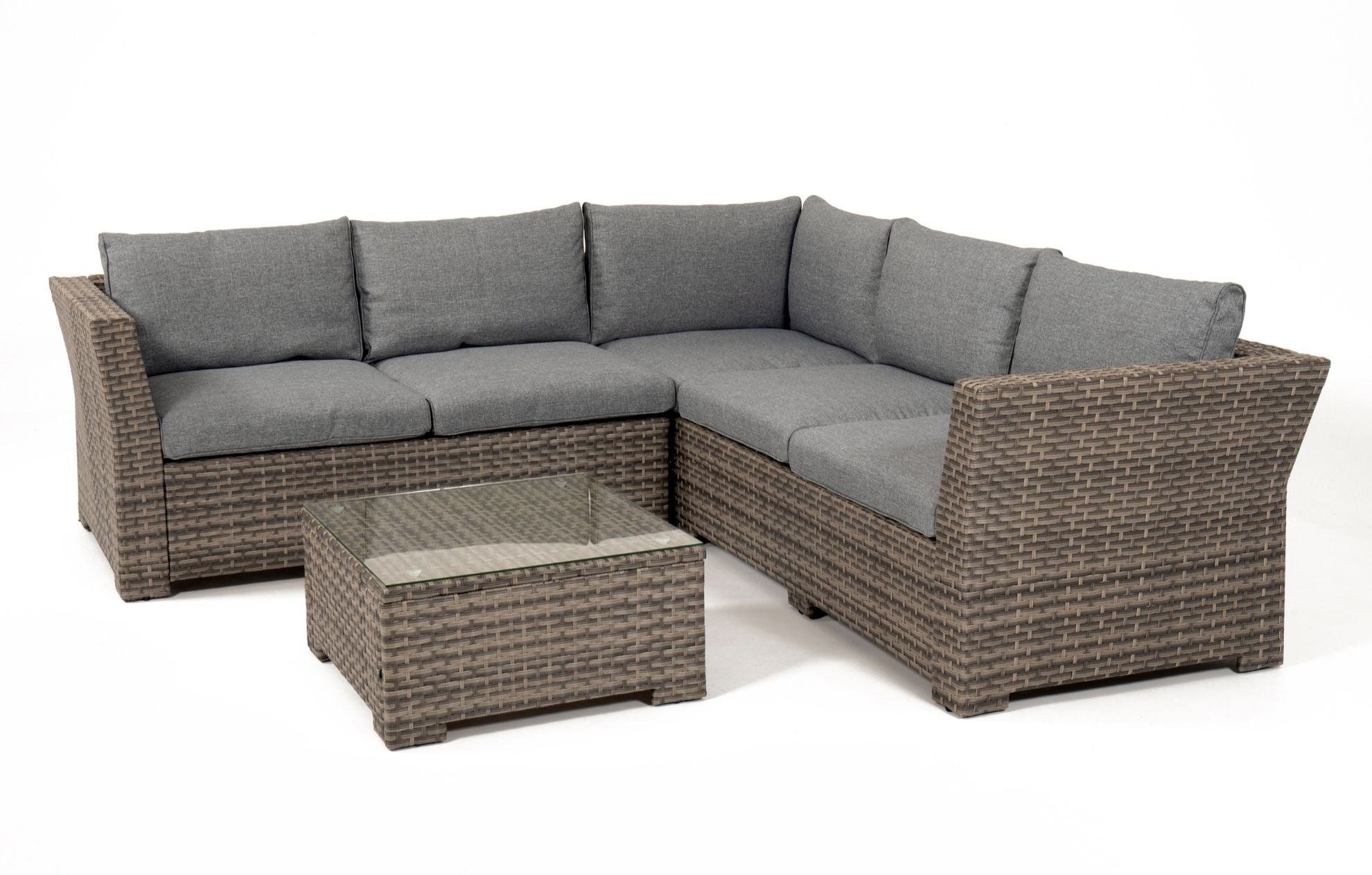 Chesterton Grey 5 Seater Corner Rattan Garden Sofa Lounge Set - PN Home