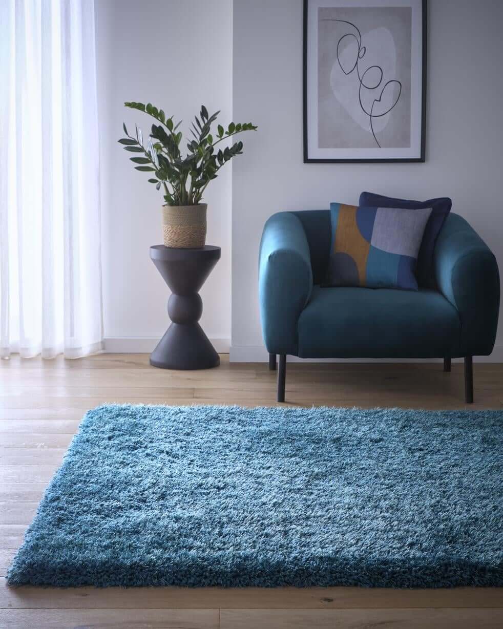 Chicago Dark Teal Shaggy Rug - PN Home